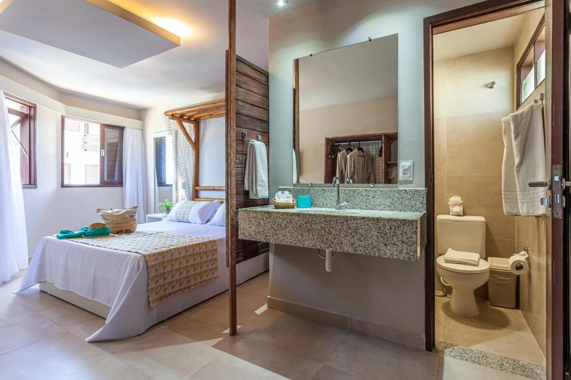 Bathroom, Bed in Pousada Marajuba - Adults Only