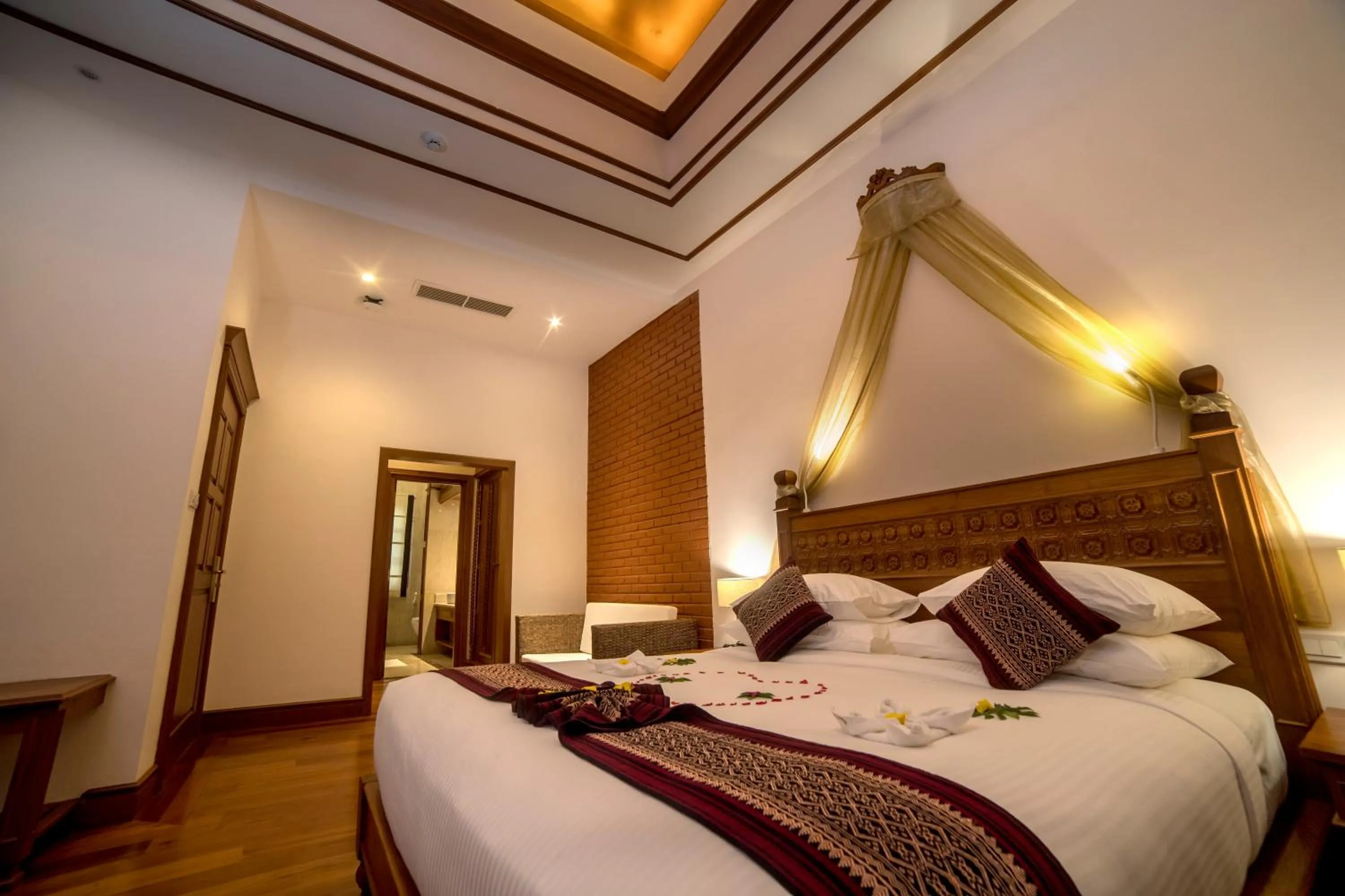 Bed in Heritage Bagan Hotel