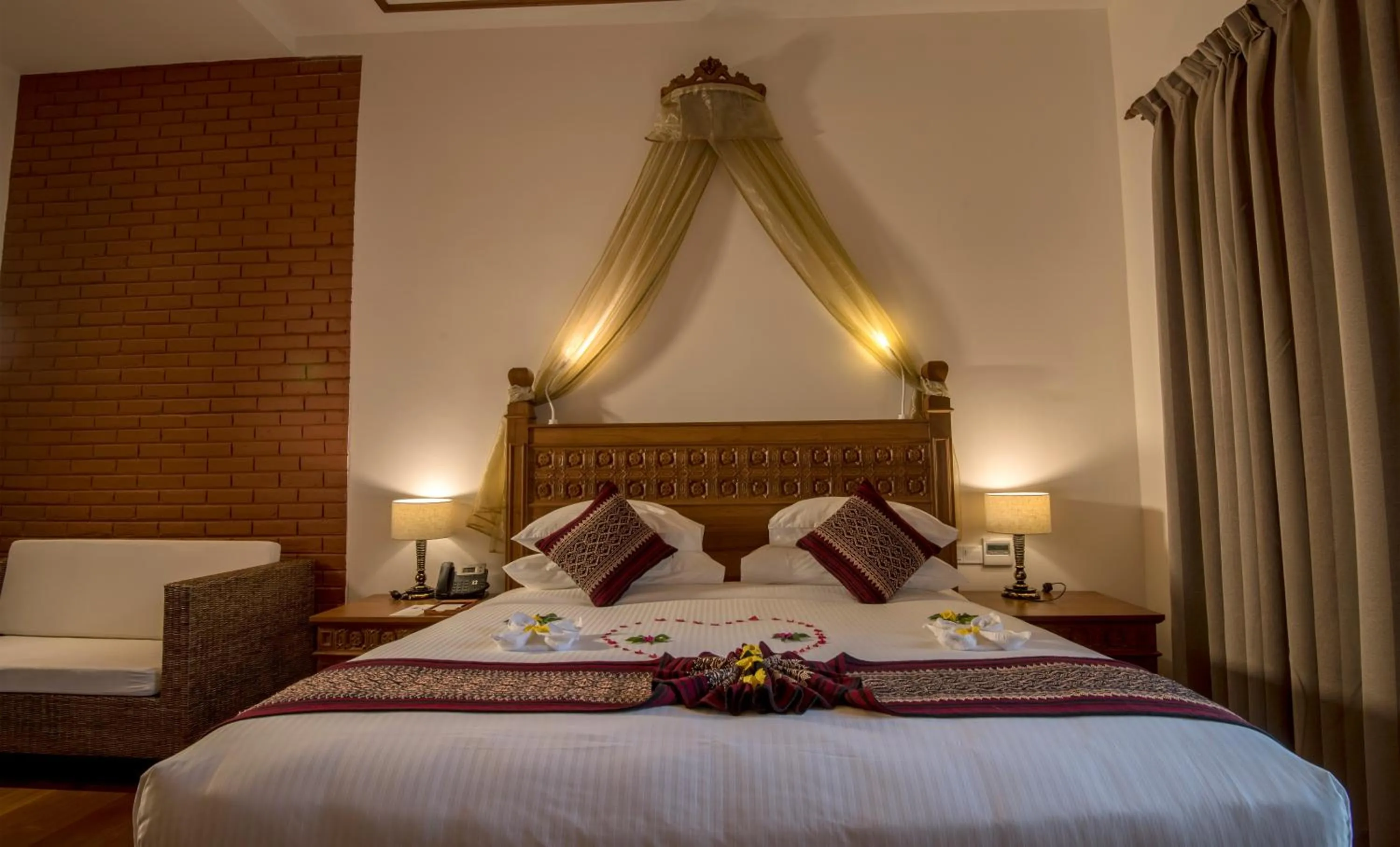 Bed in Heritage Bagan Hotel