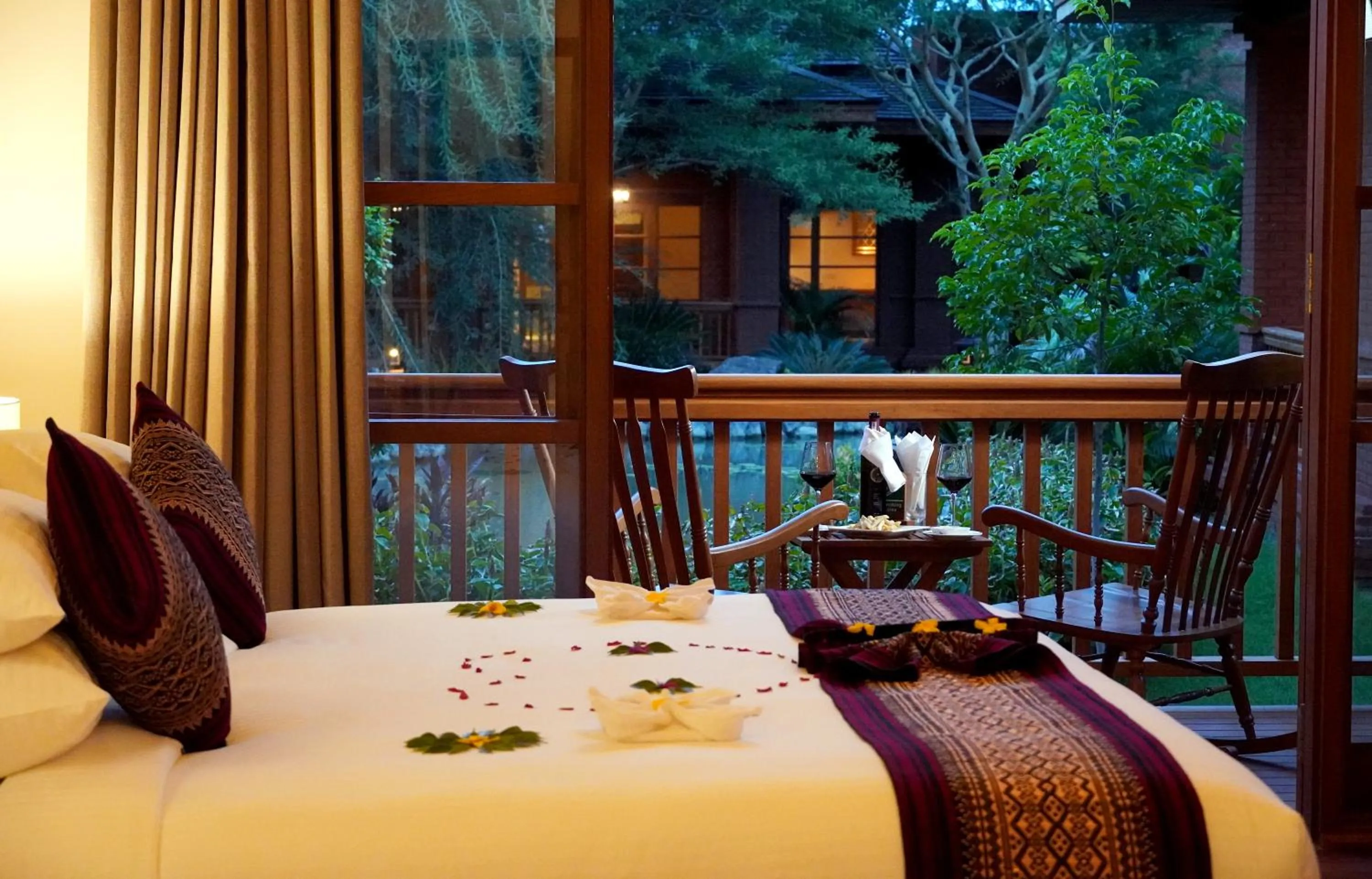 Bed in Heritage Bagan Hotel