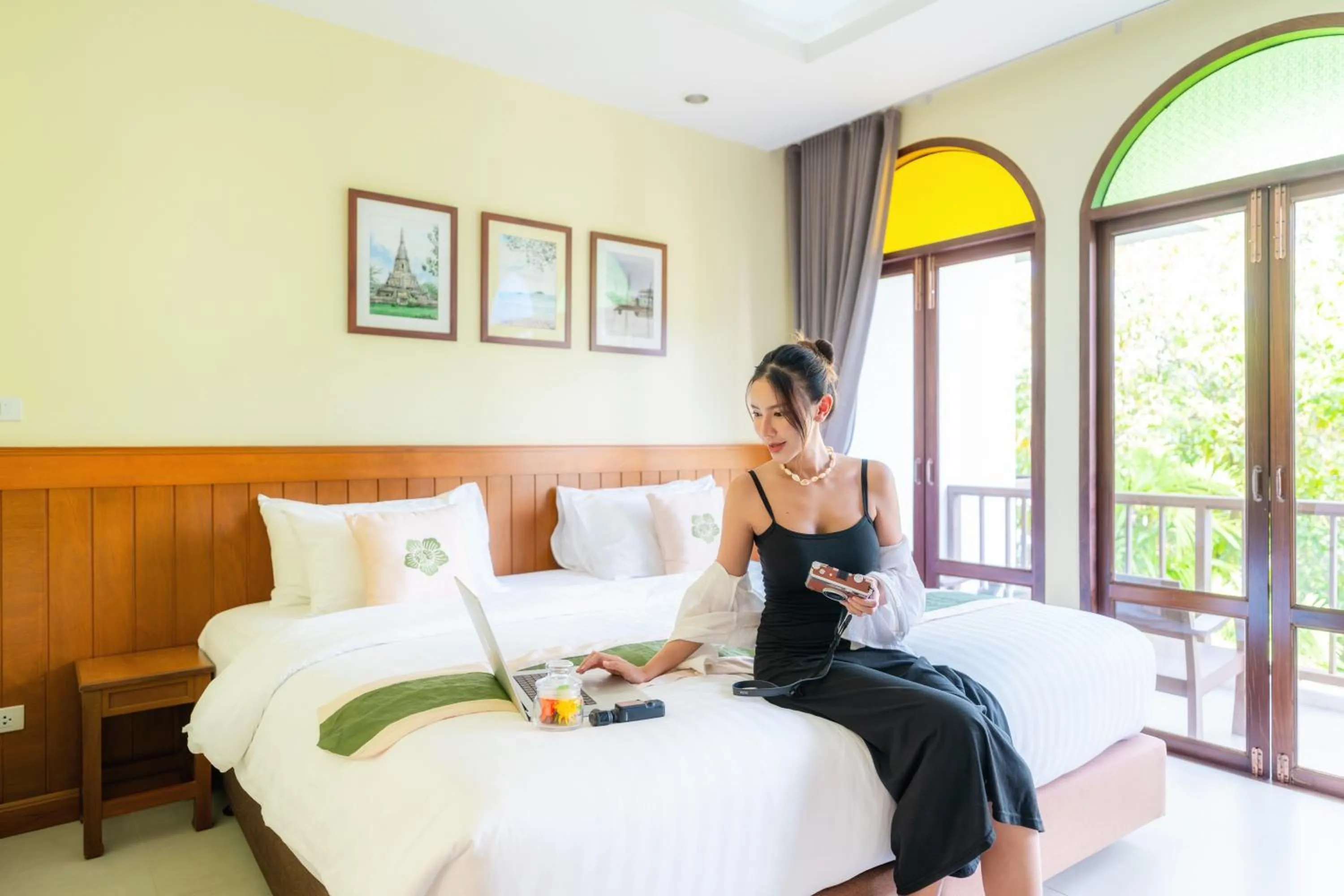 Bed in Baan Imm Sook Resort