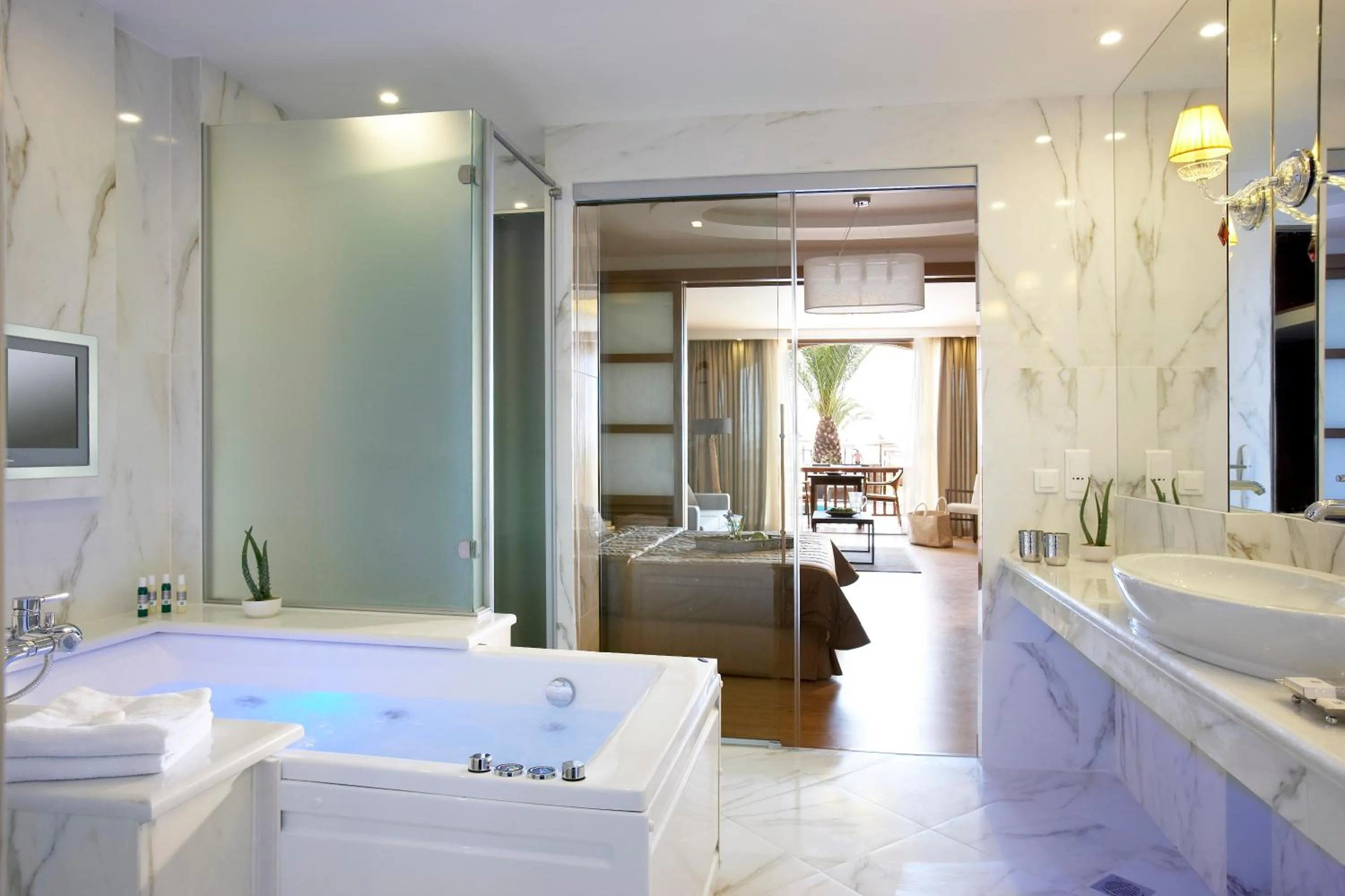 Bathroom, Bed in Anthemus Sea Beach Hotel and Spa