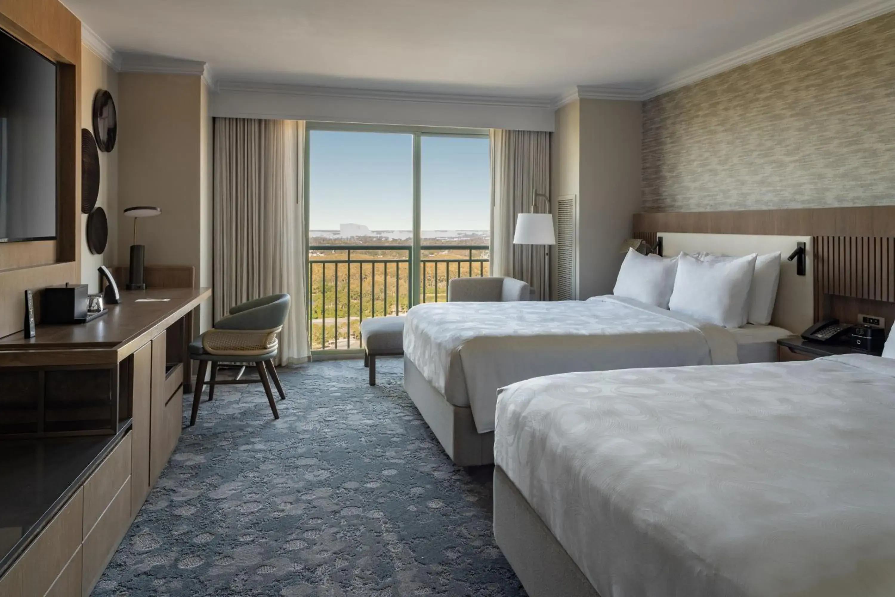 Queen Guest Room with Balcony and Lakefront View in JW Marriott Orlando Grande Lakes Queen Guest Room with Balcony and Lakefront View in JW Marriott Orlando Grande Lakes