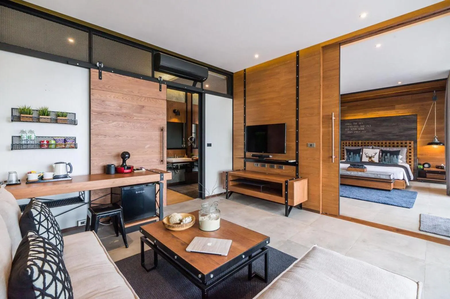 Living room, Bed in The Cabin Beach Resort