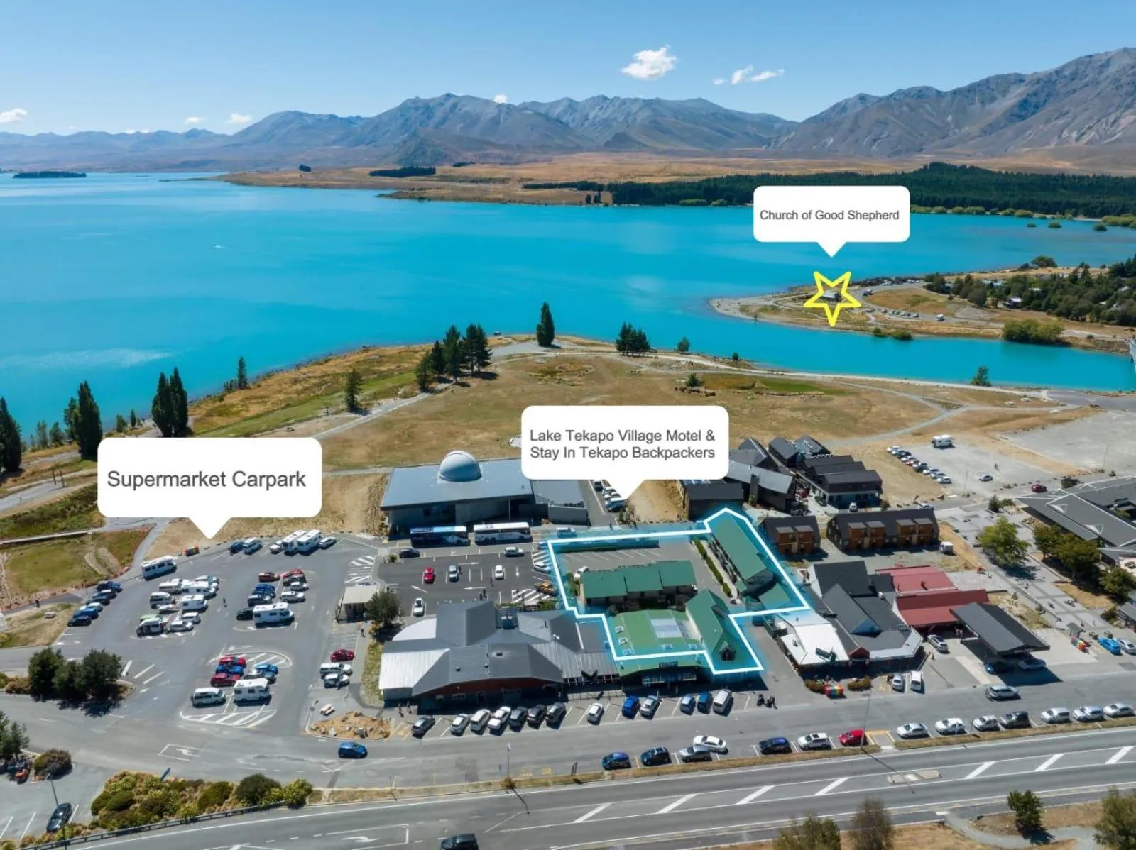 Property building in Lake Tekapo Village Motel
