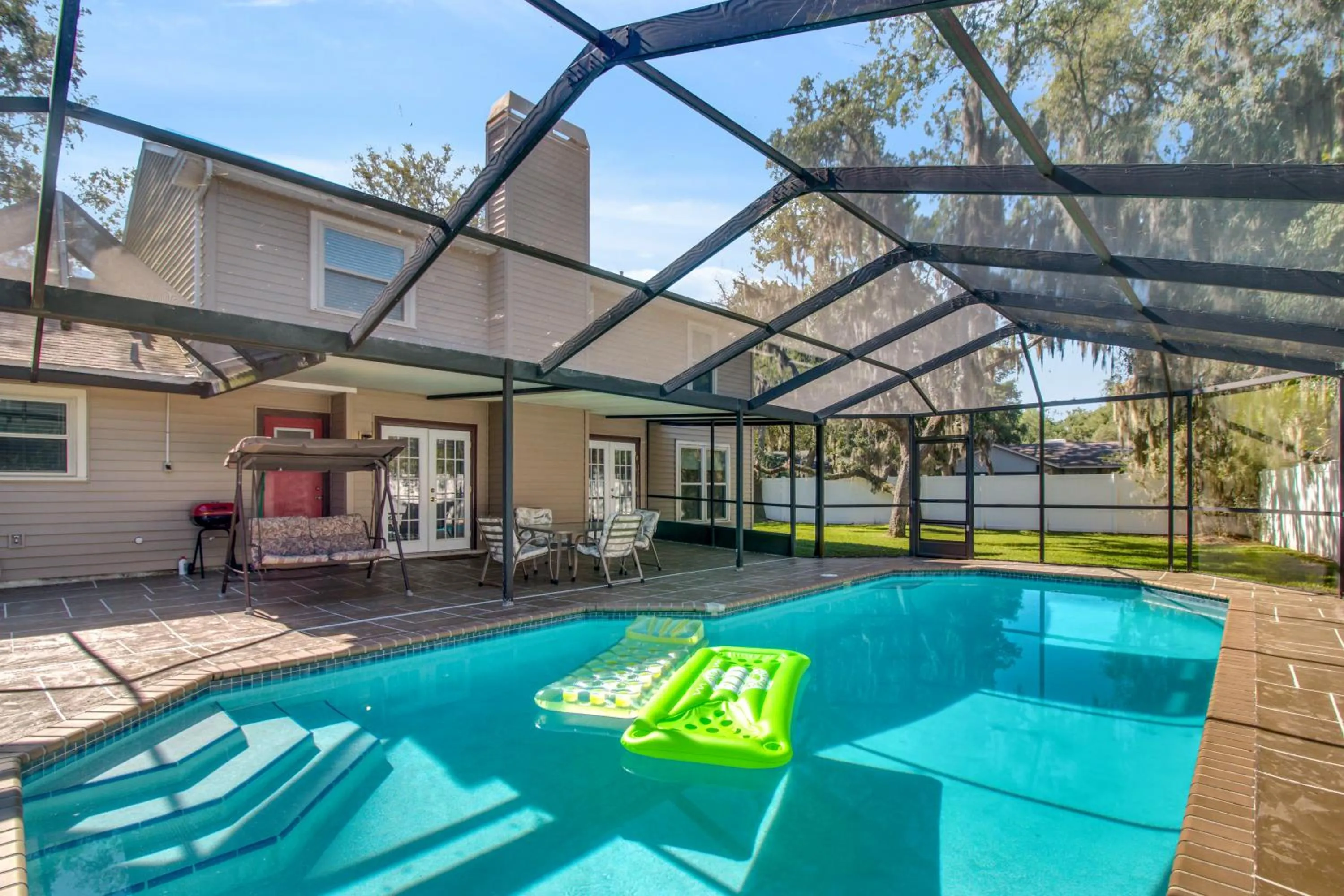 Patio in Tampa Bay Pool Home with Heated Pool
