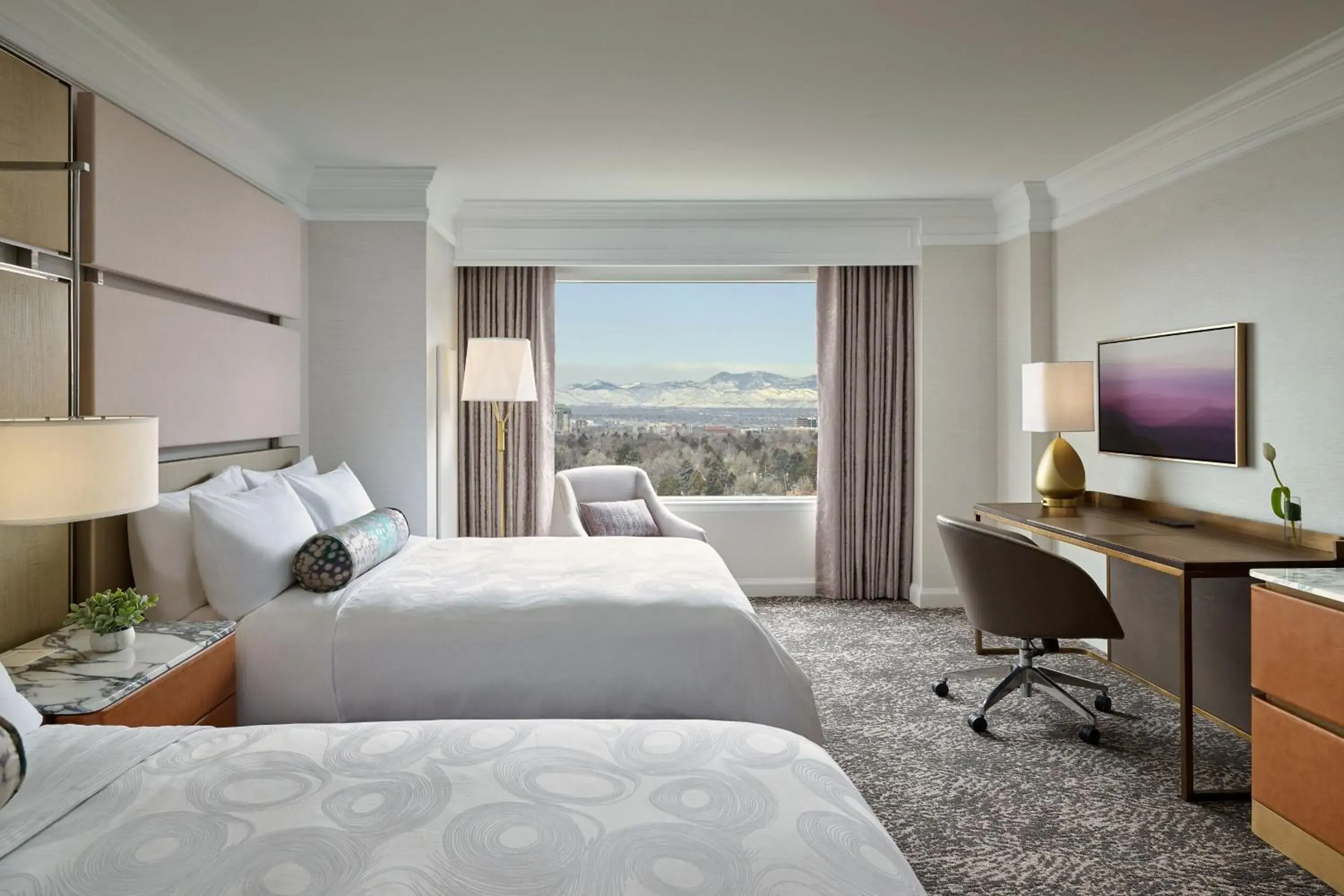 Queen Room with Two Queen Beds and Mountain View in Hotel Clio, a Luxury Collection Hotel, Denver Cherry Creek Queen Room with Two Queen Beds and Mountain View in Hotel Clio, a Luxury Collection Hotel, Denver Cherry Creek