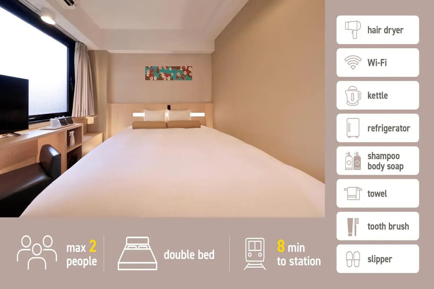 Twin Room in Shinsaibashi-Higashi Crystal Hotel Twin Room in Shinsaibashi-Higashi Crystal Hotel