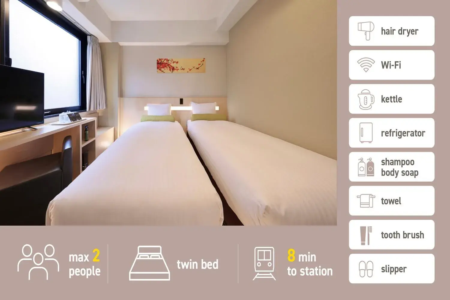 Standard Double Room in Shinsaibashi-Higashi Crystal Hotel Standard Double Room in Shinsaibashi-Higashi Crystal Hotel