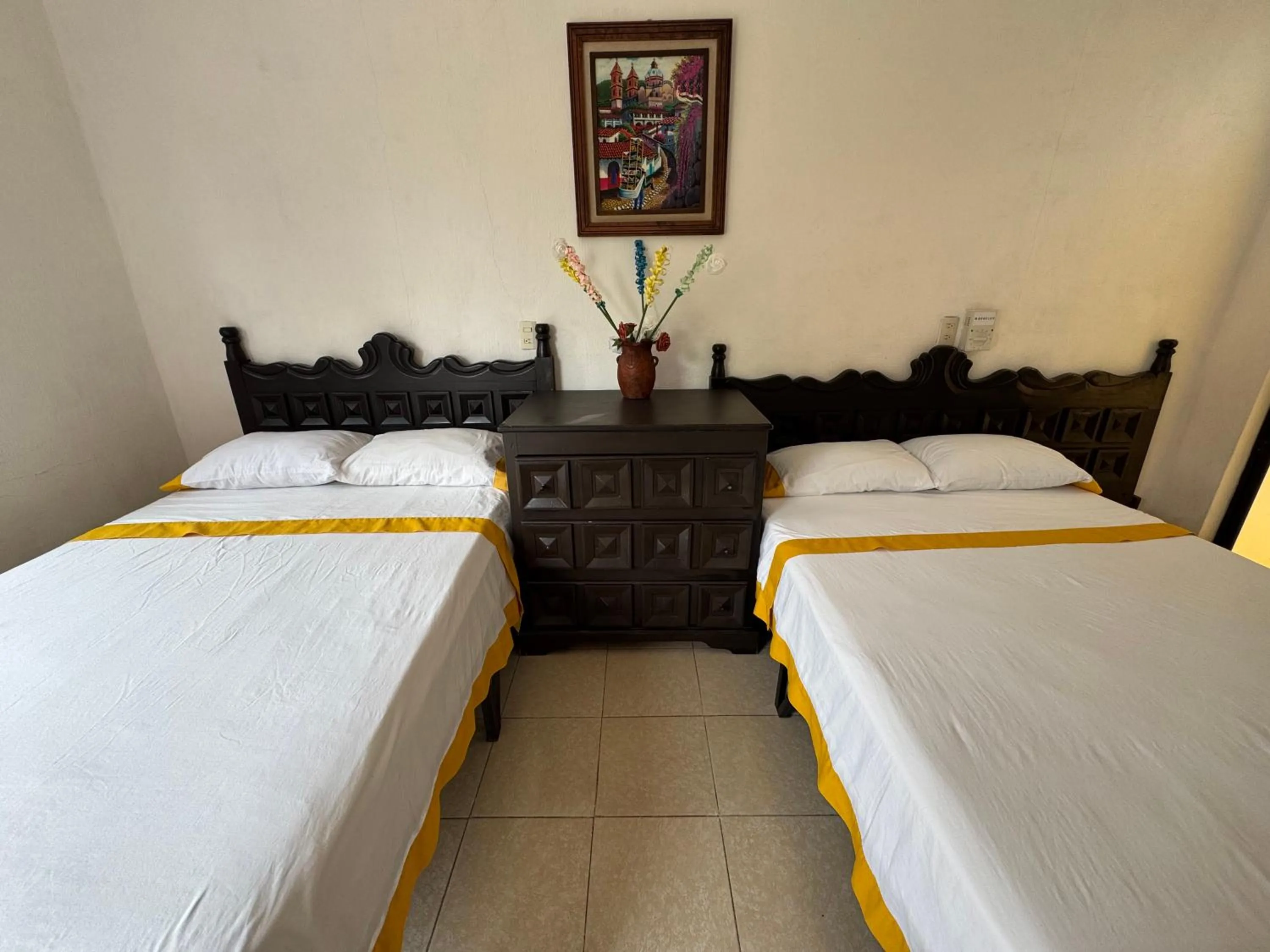 Bed in Hotel Casa Zoque Colonial