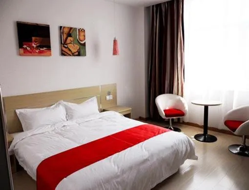 Bed in Thank Inn Chain Hotel Hebei Shijiazhuang Yuanshi Changshan Road