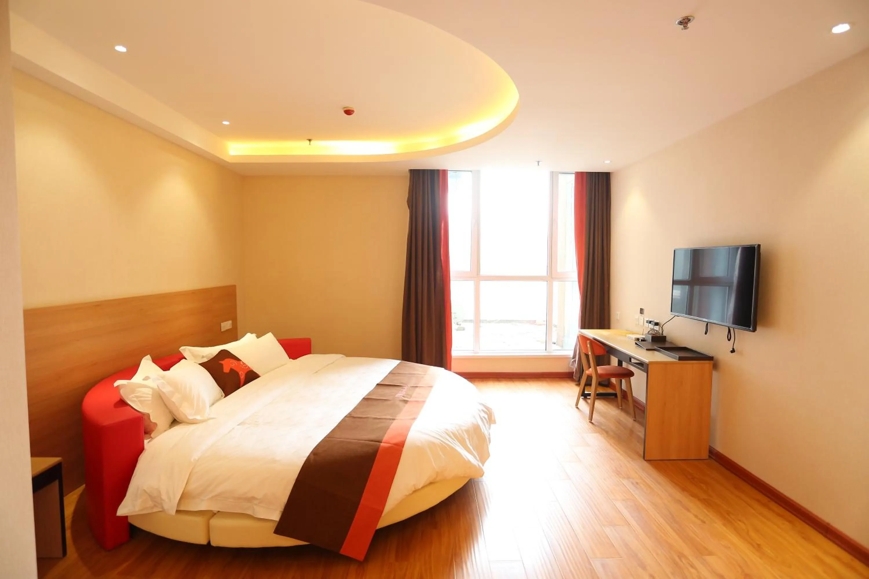 Bed in JUNYI Hotel Hebei Shijiazhuang Pingshan Town Wanshou Road