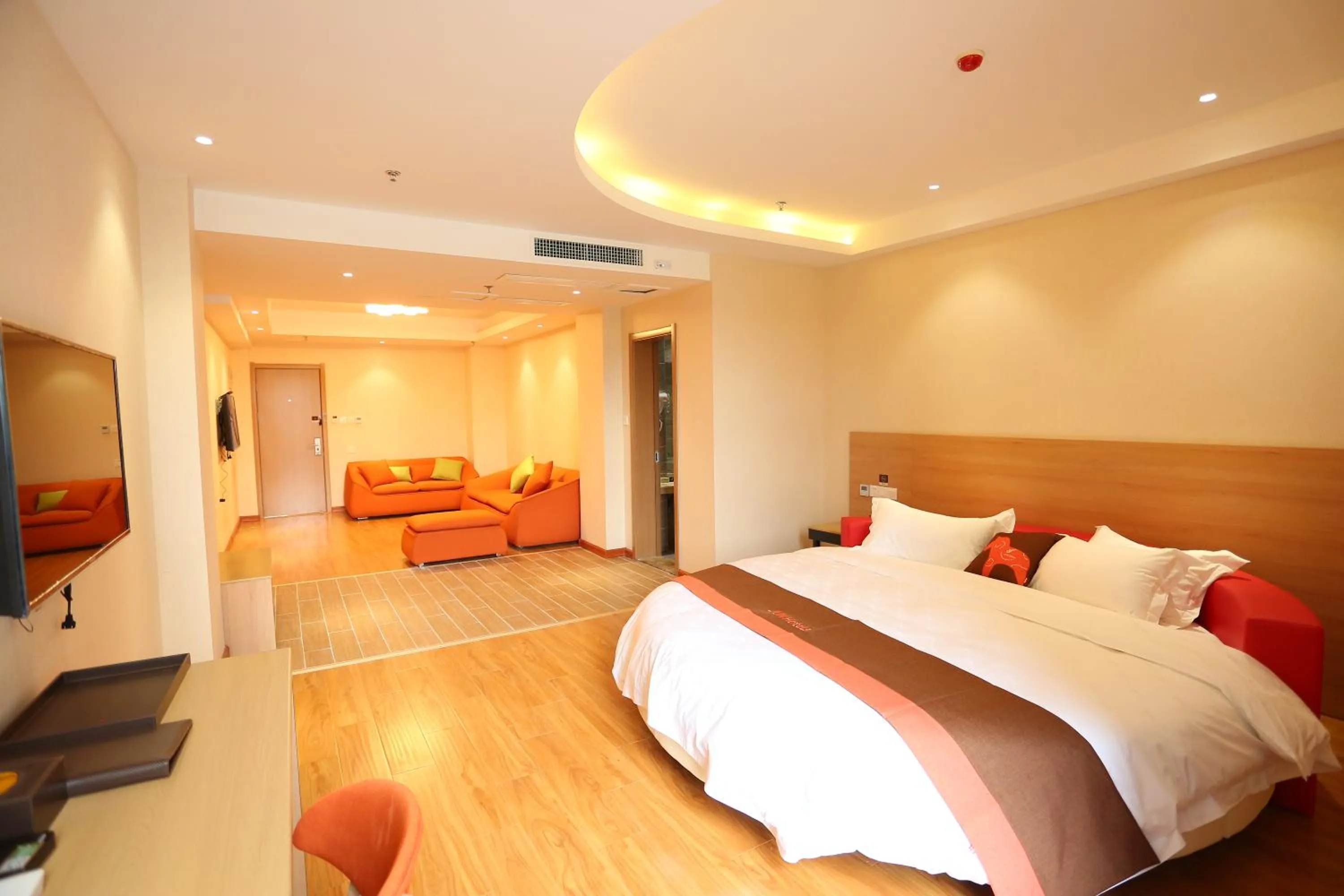 Bed in JUNYI Hotel Hebei Shijiazhuang Pingshan Town Wanshou Road