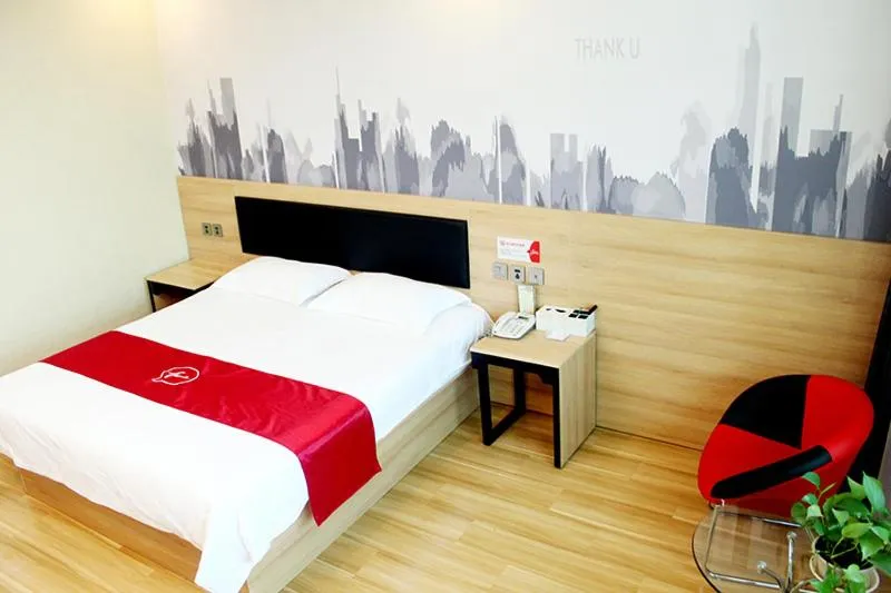 Bed in Thank Inn Chain Hotel Hebei Shijiazhuang Xingtang Town North Yongchang Road