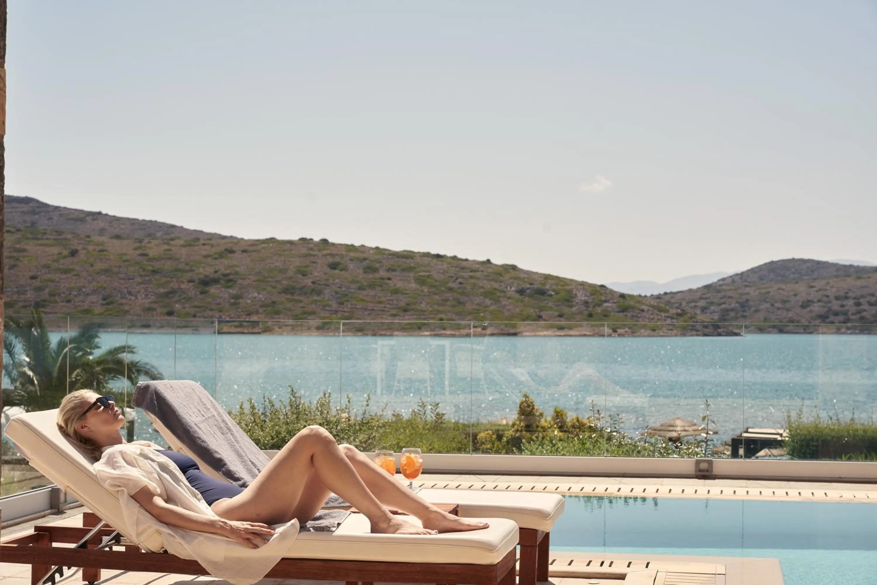 Pool view in Elounda Gulf Villas by Sandglass