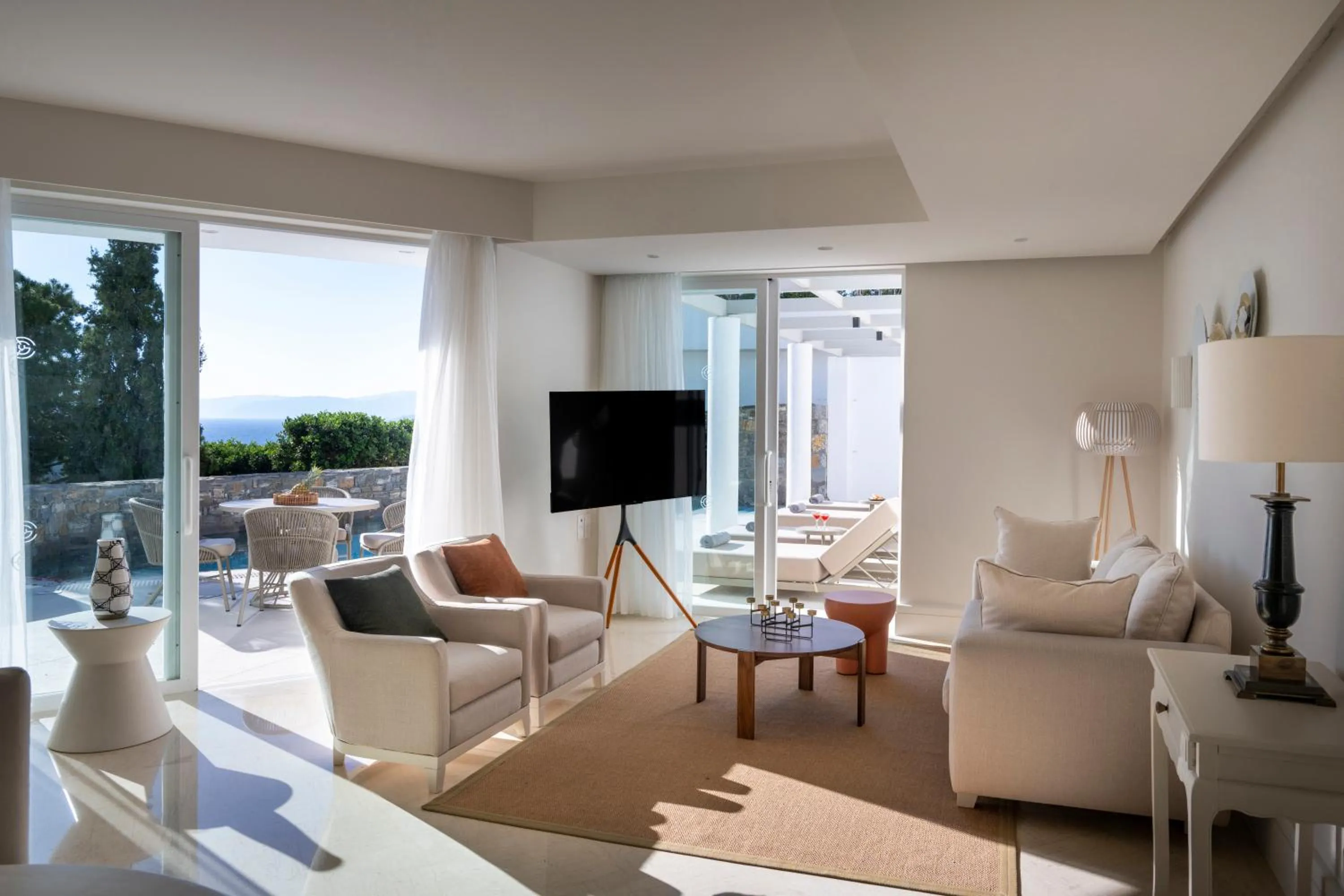 Living room in Elounda Gulf Villas by Sandglass