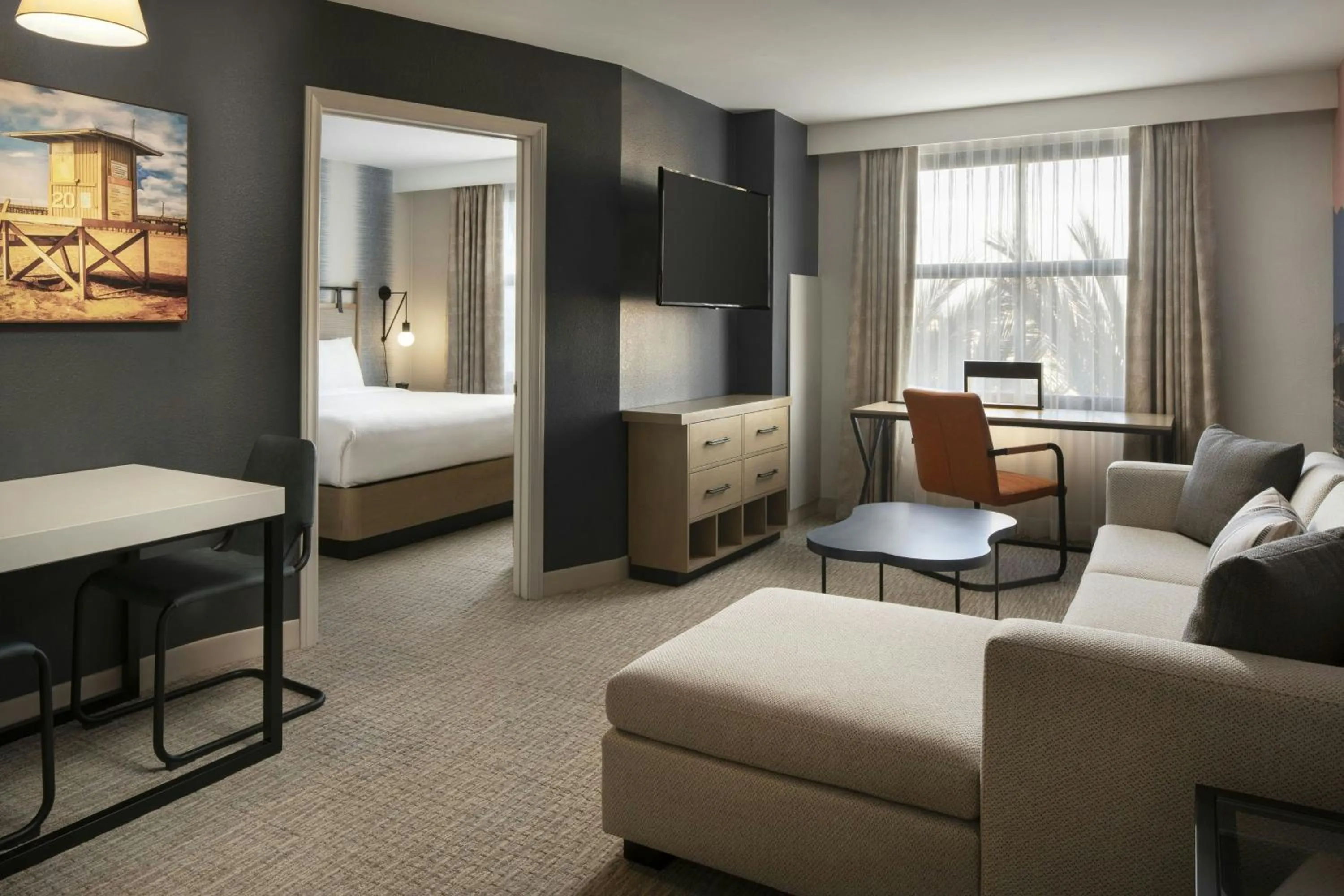 Living room, Bed in Residence Inn Irvine John Wayne Airport Orange County