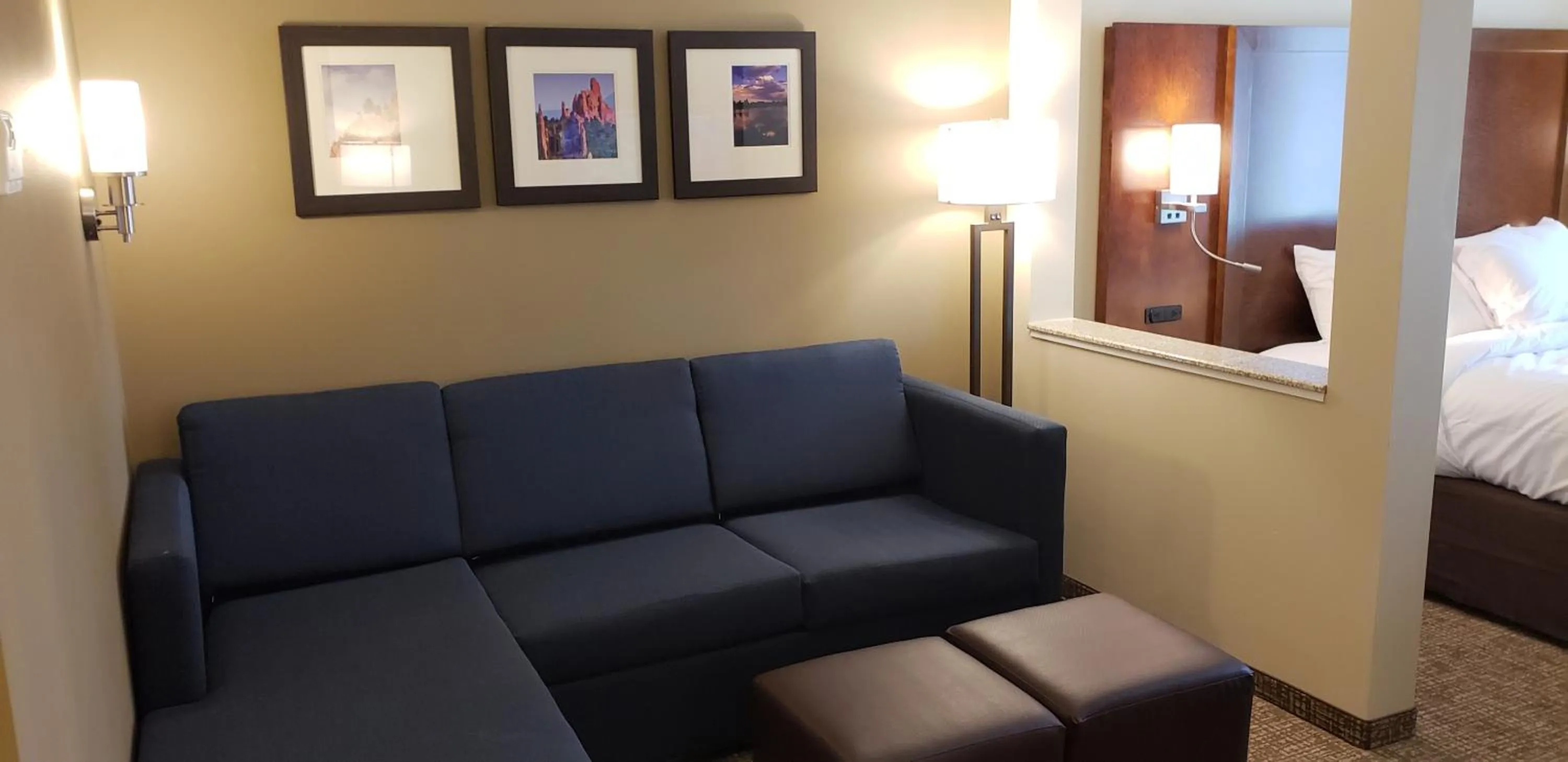 Living room, Bed in Comfort Suites Denver near Anschutz Medical Campus