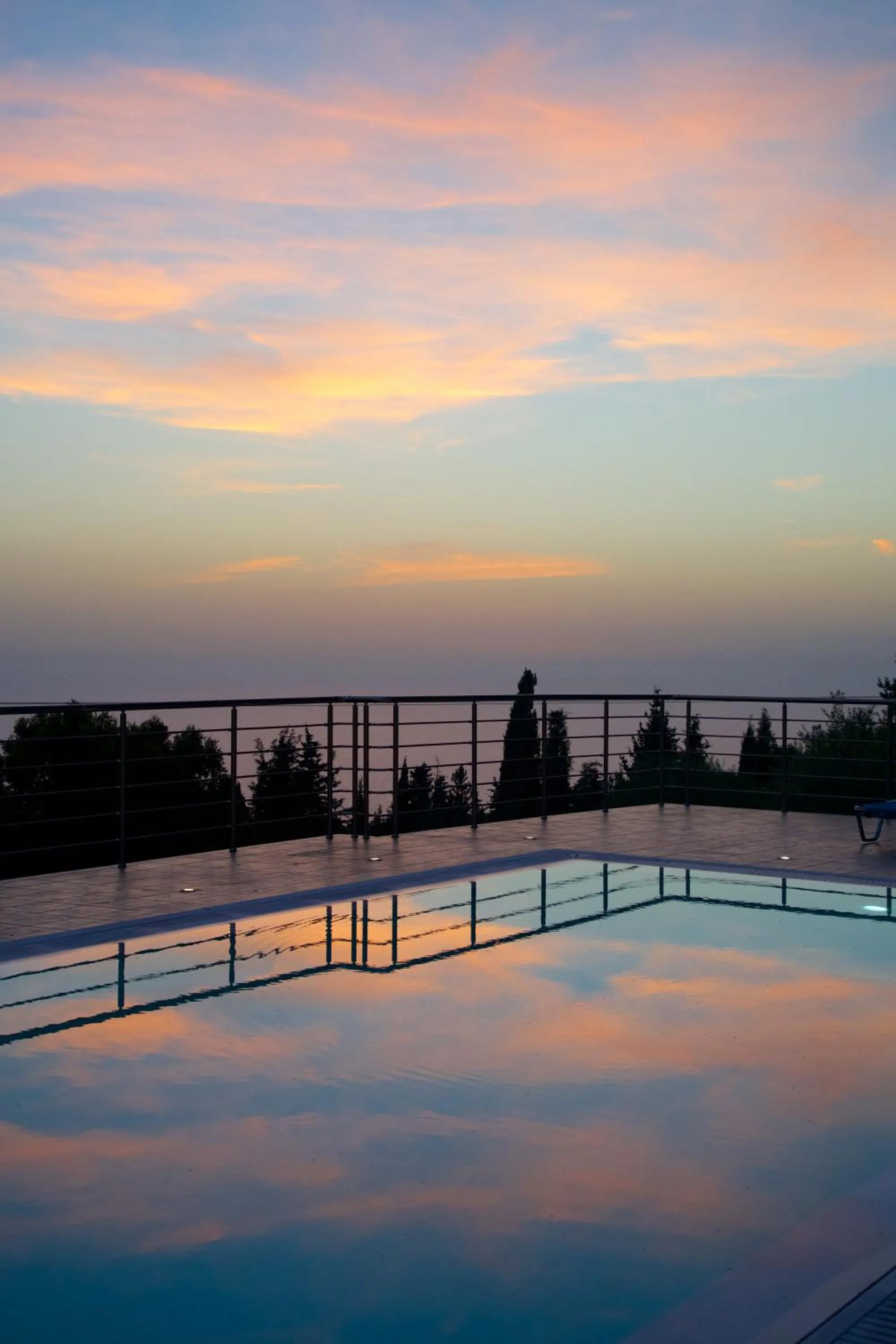 Swimming pool in Panoramic Sunset