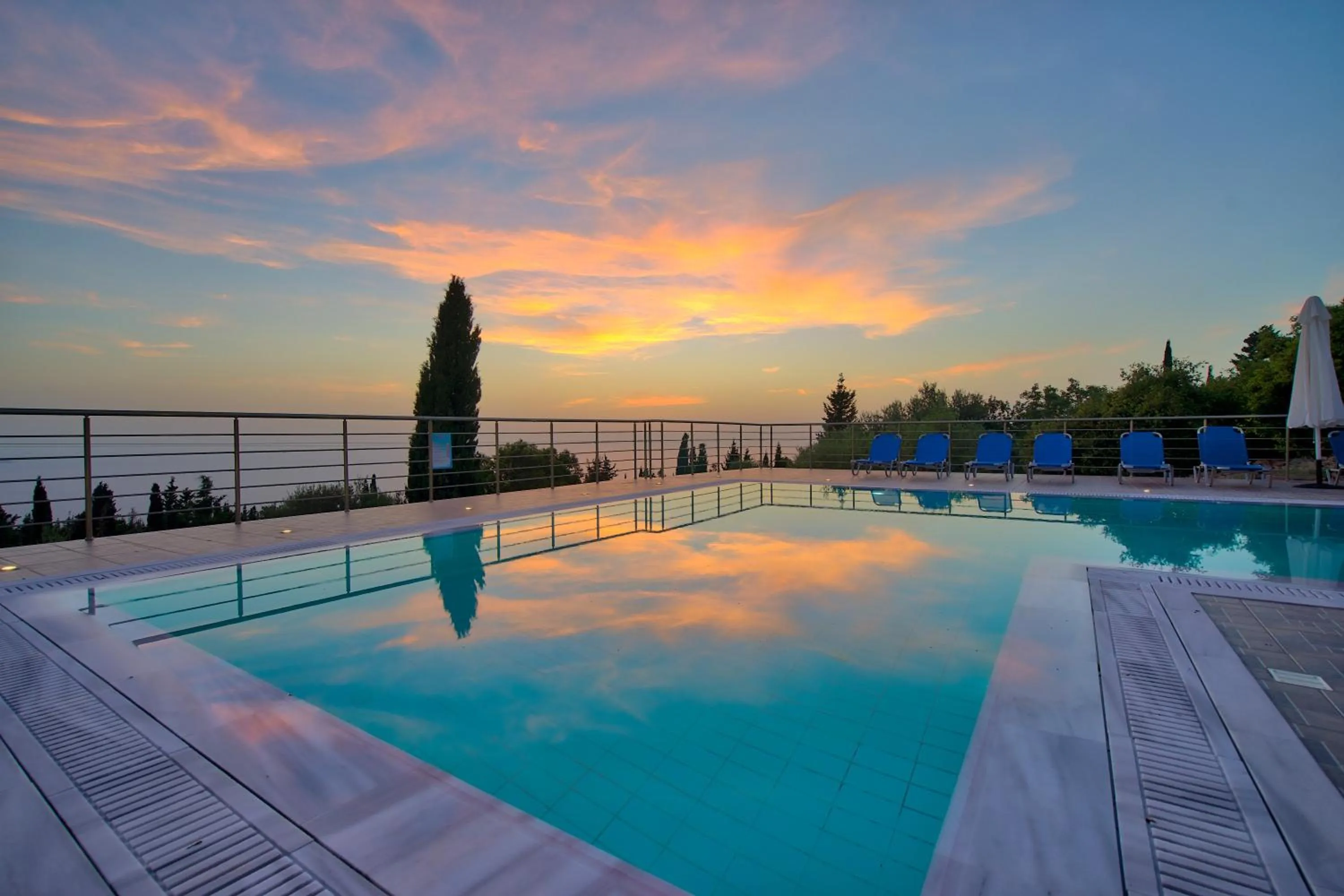 Swimming pool in Panoramic Sunset