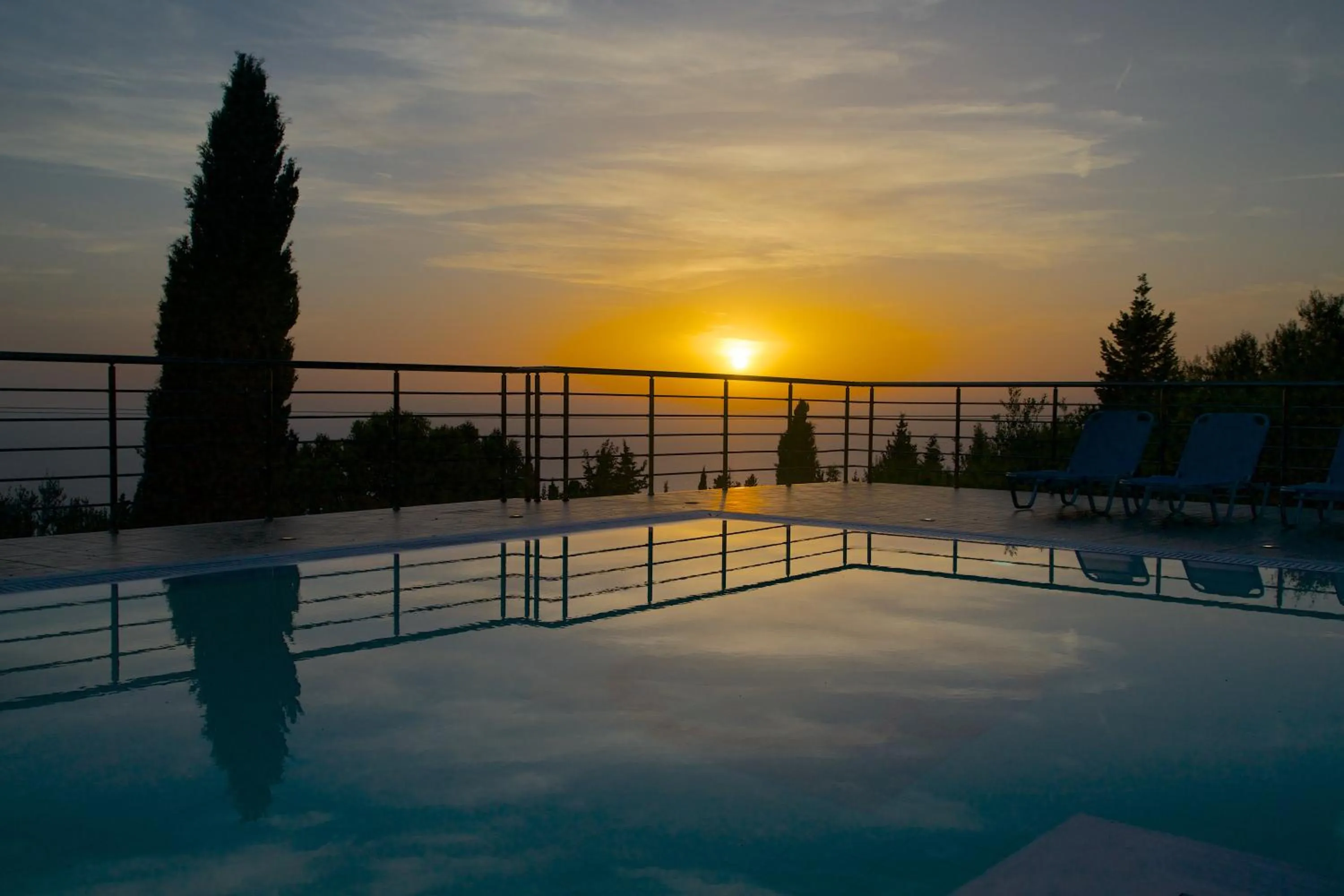 Swimming pool in Panoramic Sunset