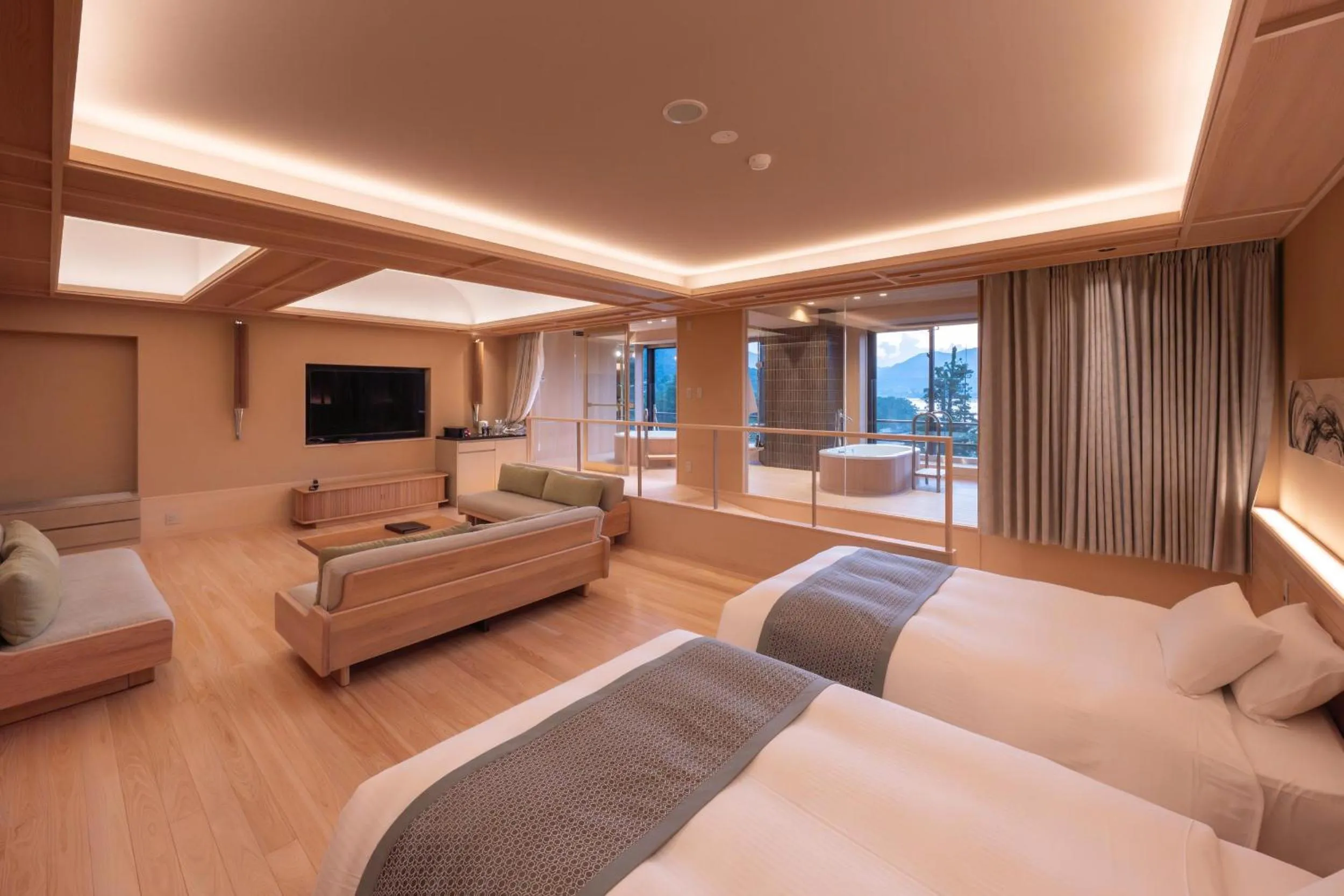 Bed in Miyajima Grand Hotel Arimoto