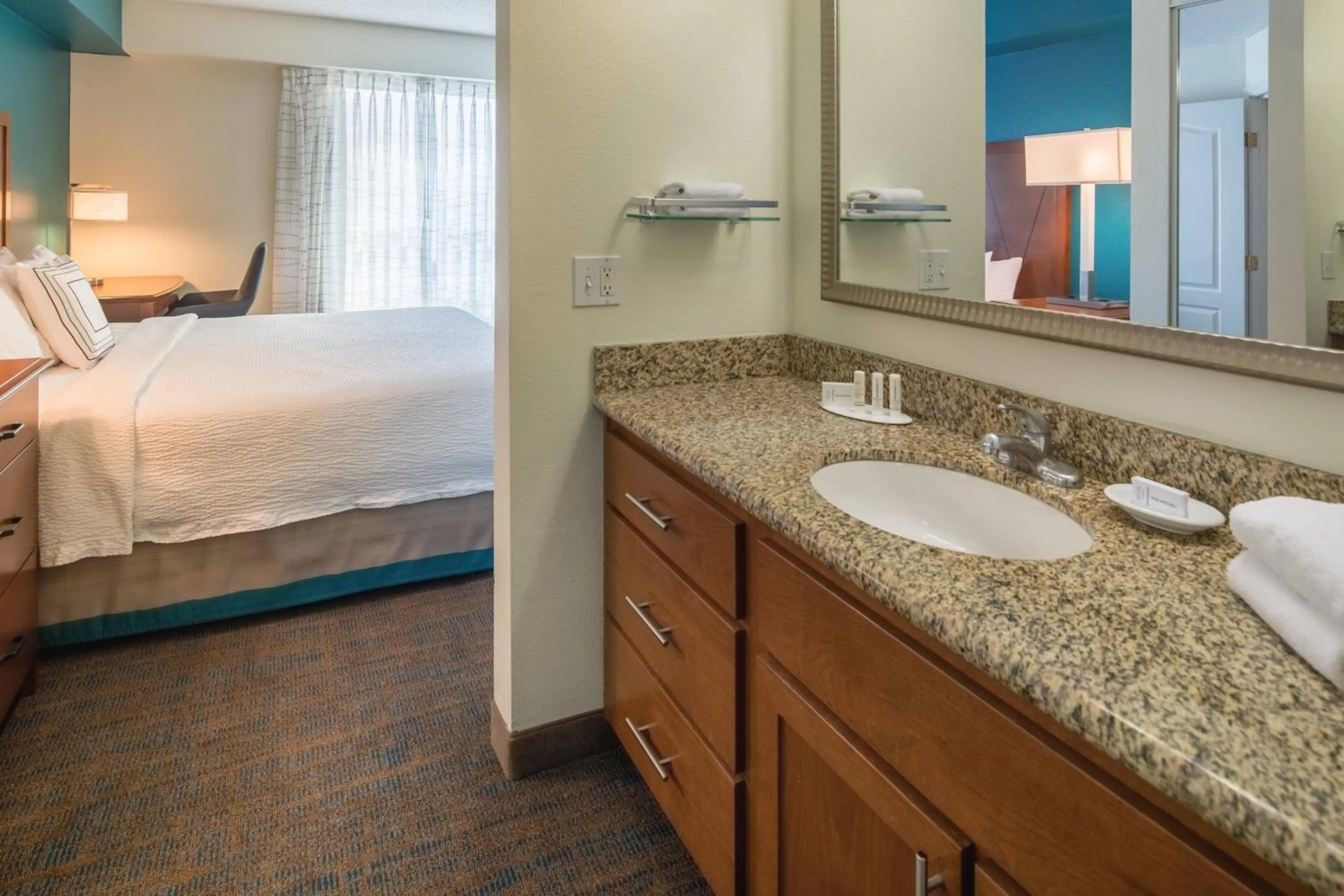 Bathroom, Bed in Residence Inn by Marriott Portland North