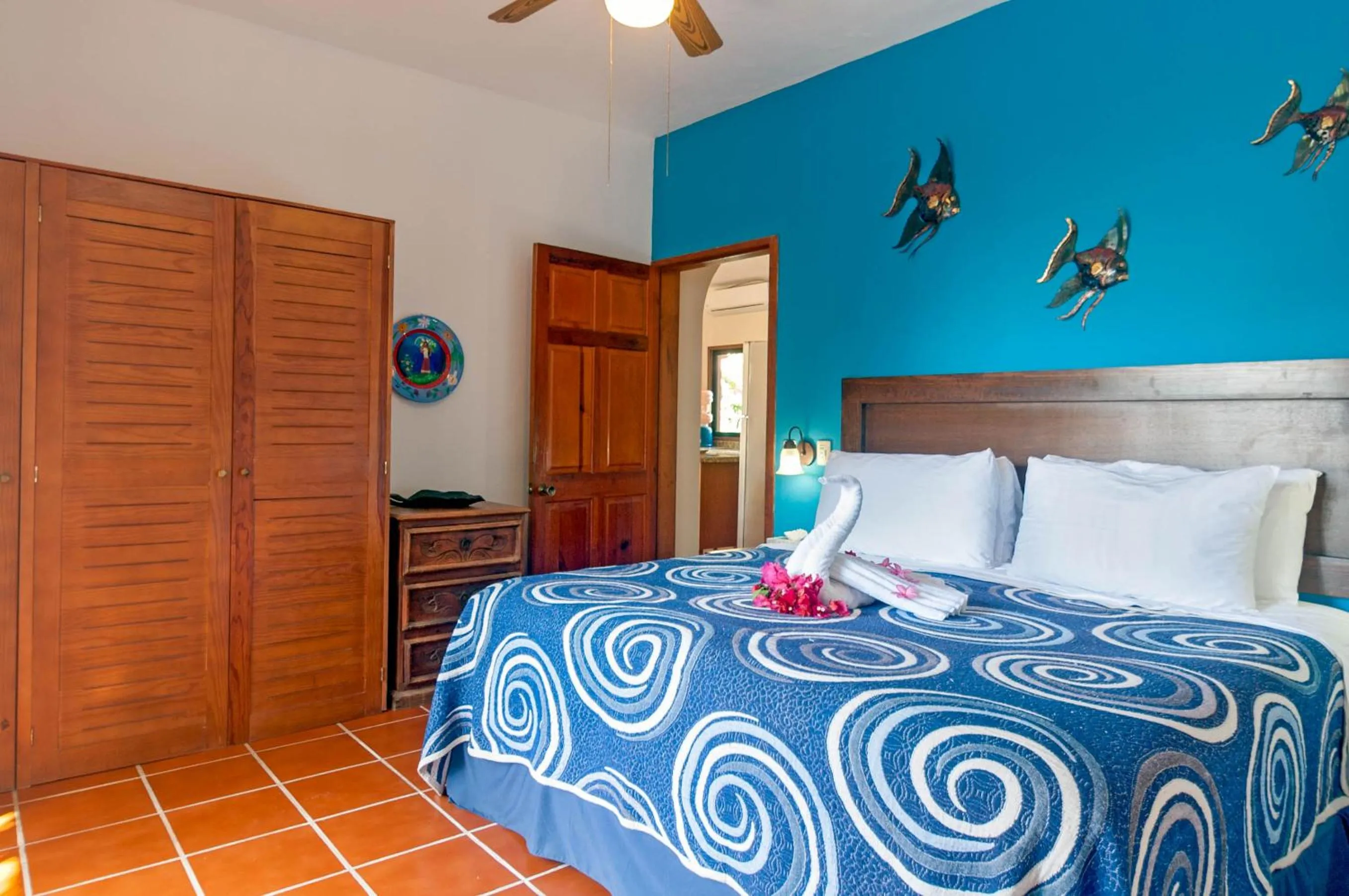 Pool view, Bed in Casa Anita - Relaxing Home Steps from the Puerto Morelos Beach