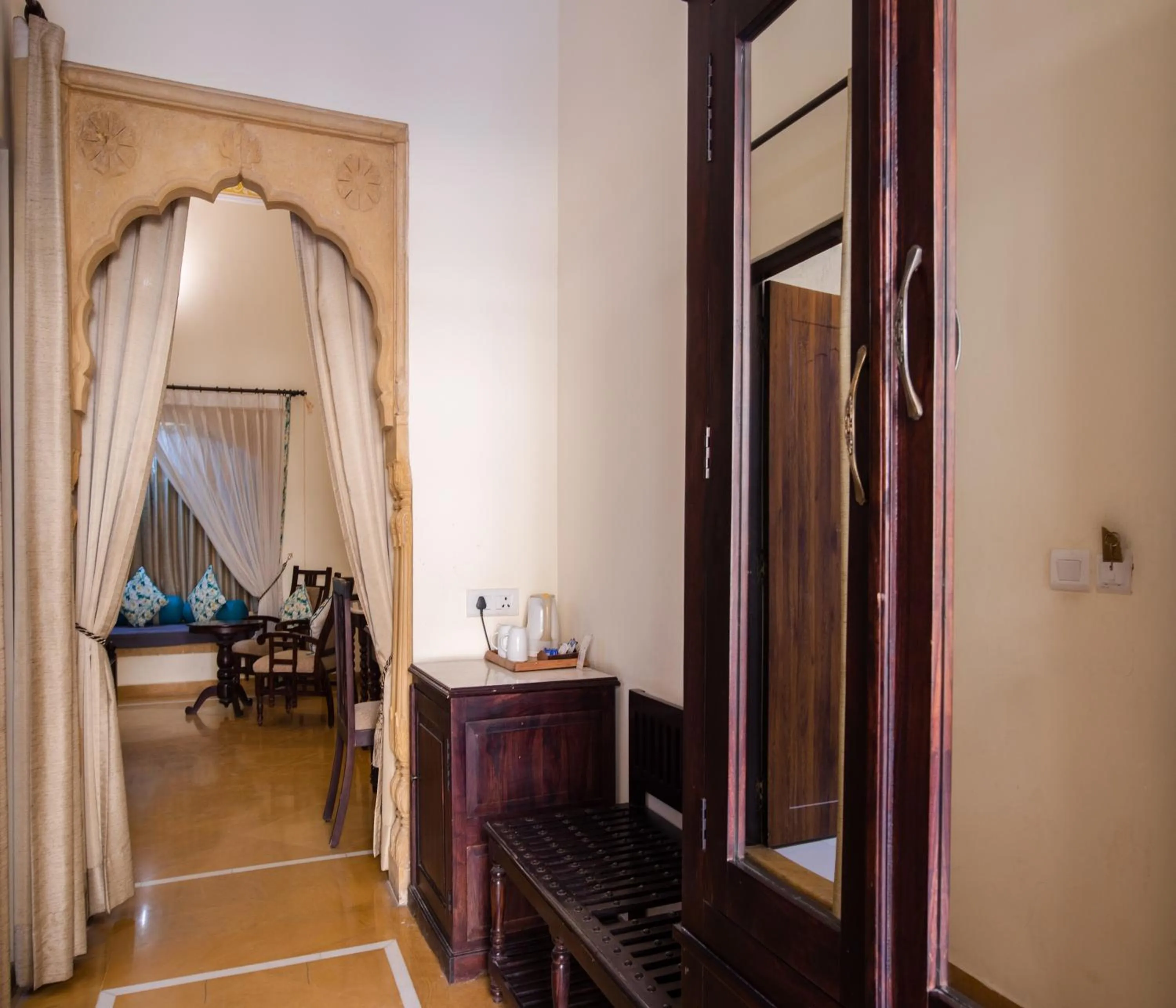 Seating area, Bed in SKK The Fern An Ecotel Hotel, Jaisalmer