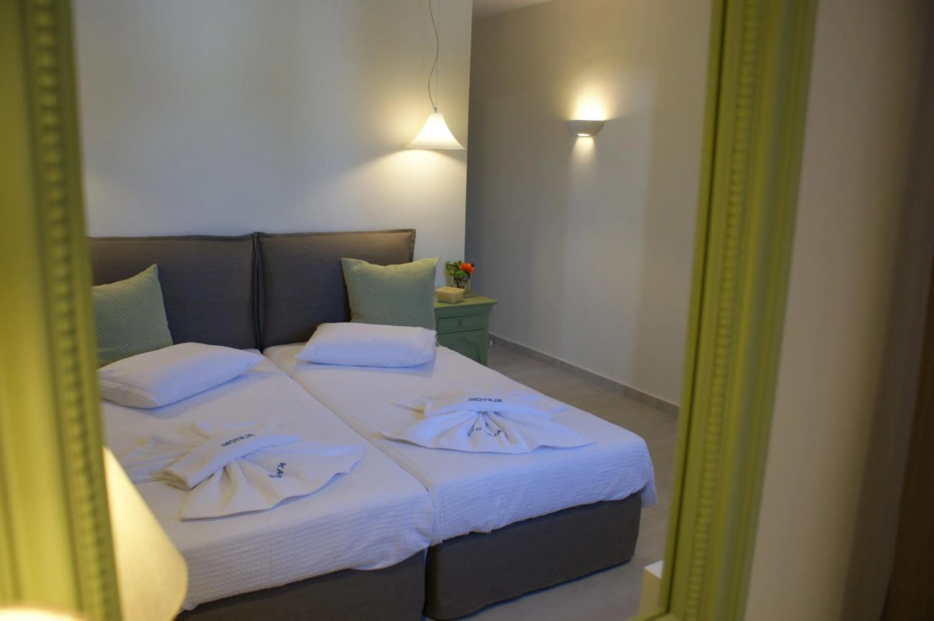 Bed in Alkyoni Beach Hotel