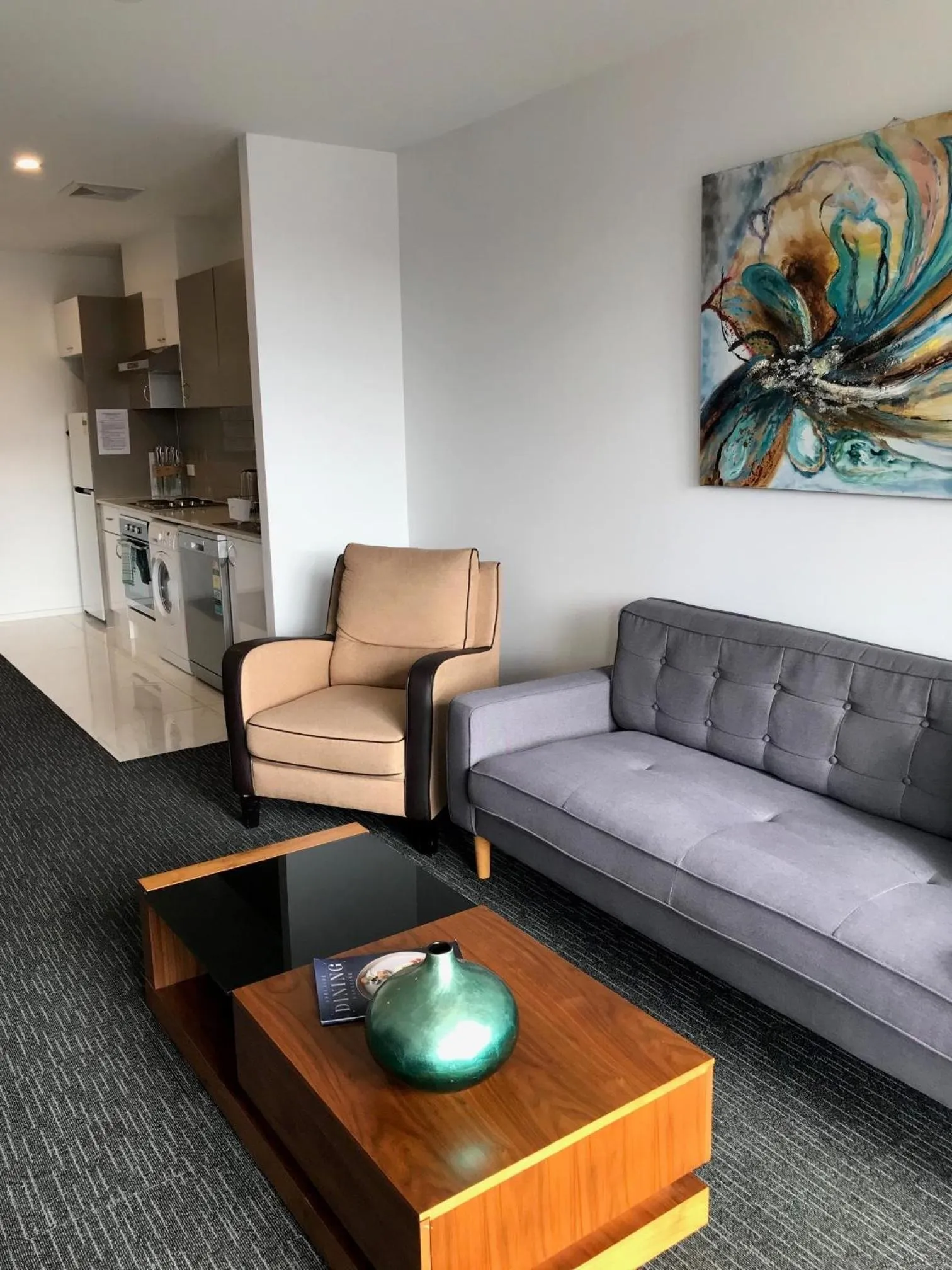 Living room in The Palms Apartments