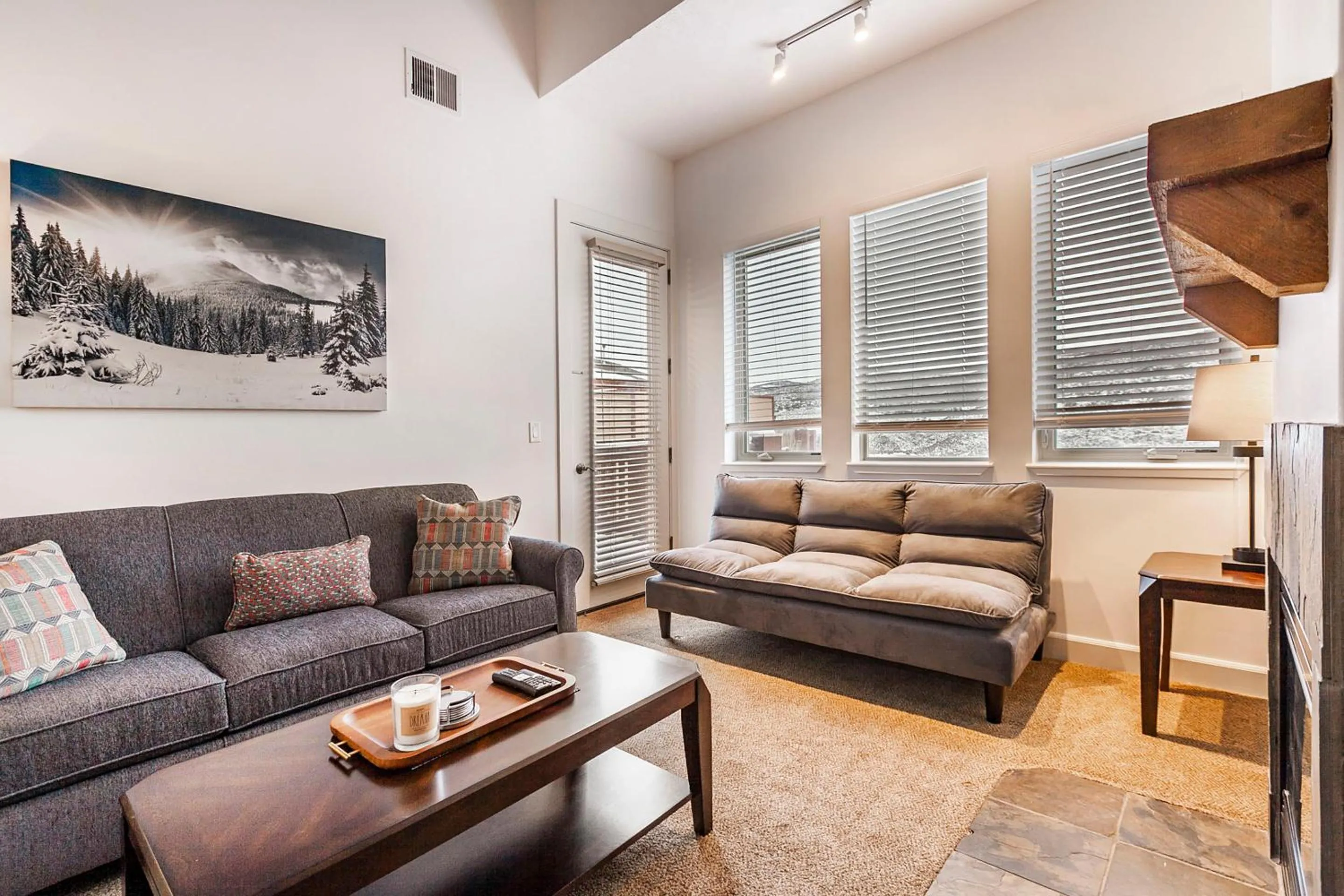 Living room in Crestview Condominiums by All Seasons Resort Lodging