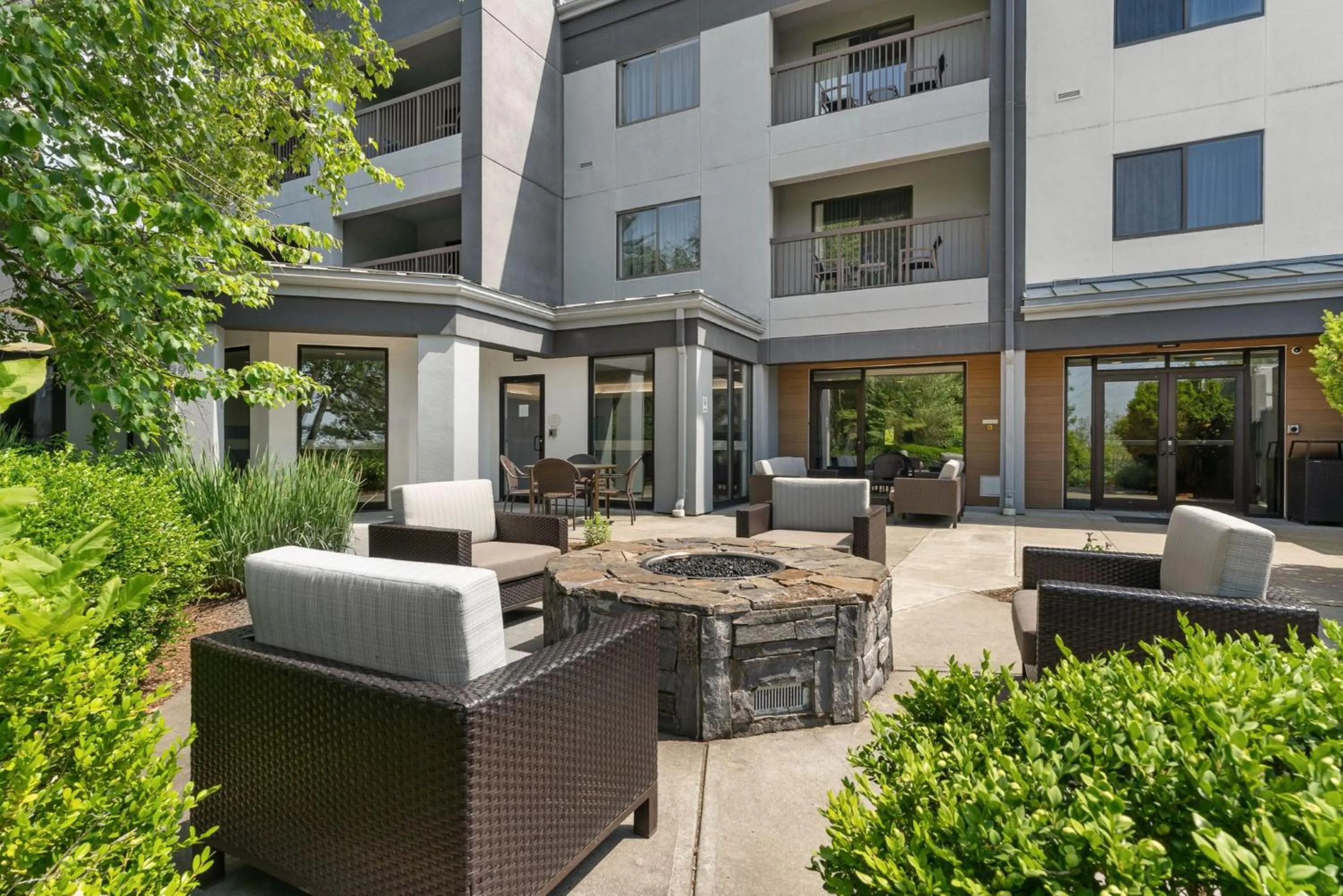 fireplace in Courtyard Burlington Williston