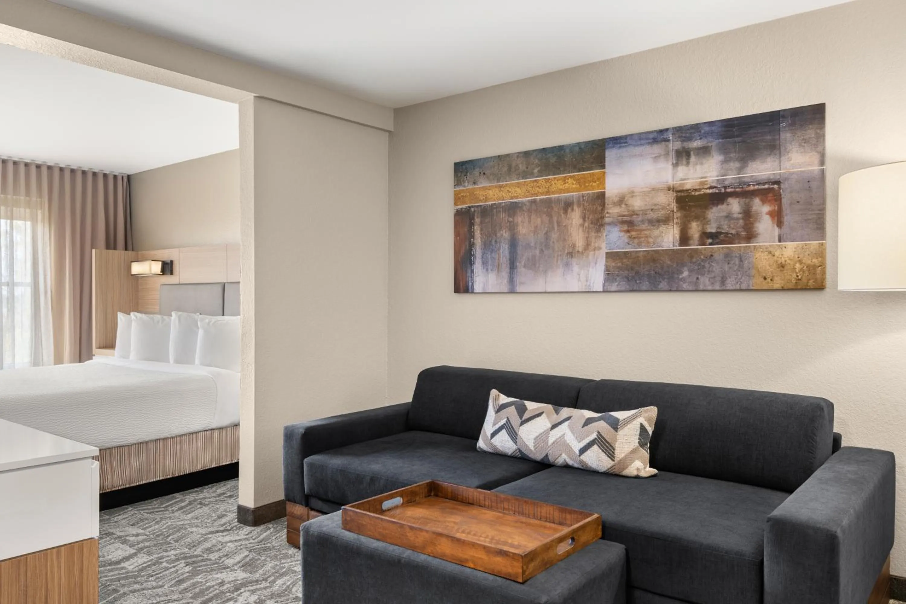 Living room, Bed in SpringHill Suites by Marriott Chicago Bolingbrook