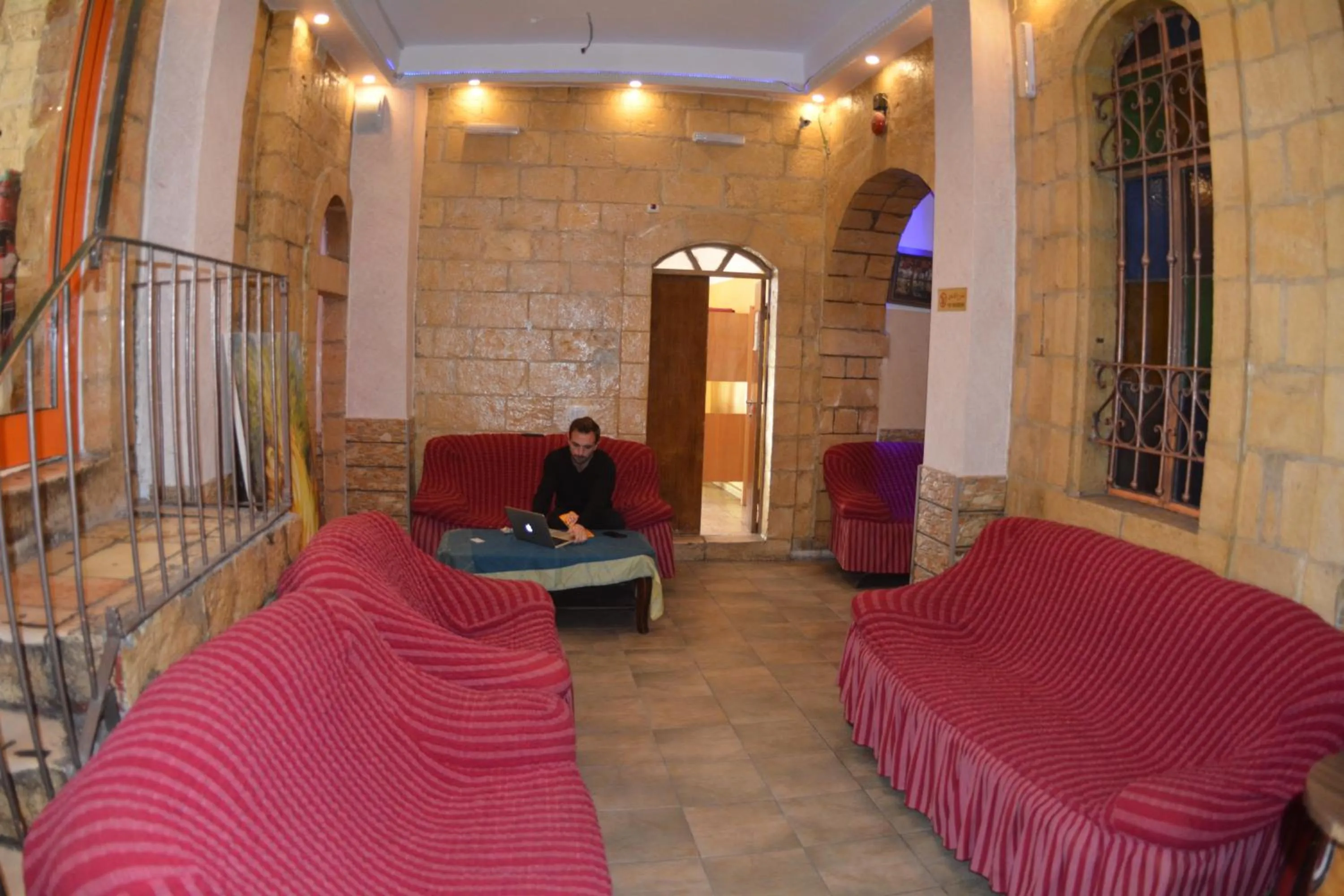 Seating area in Palm Hostel