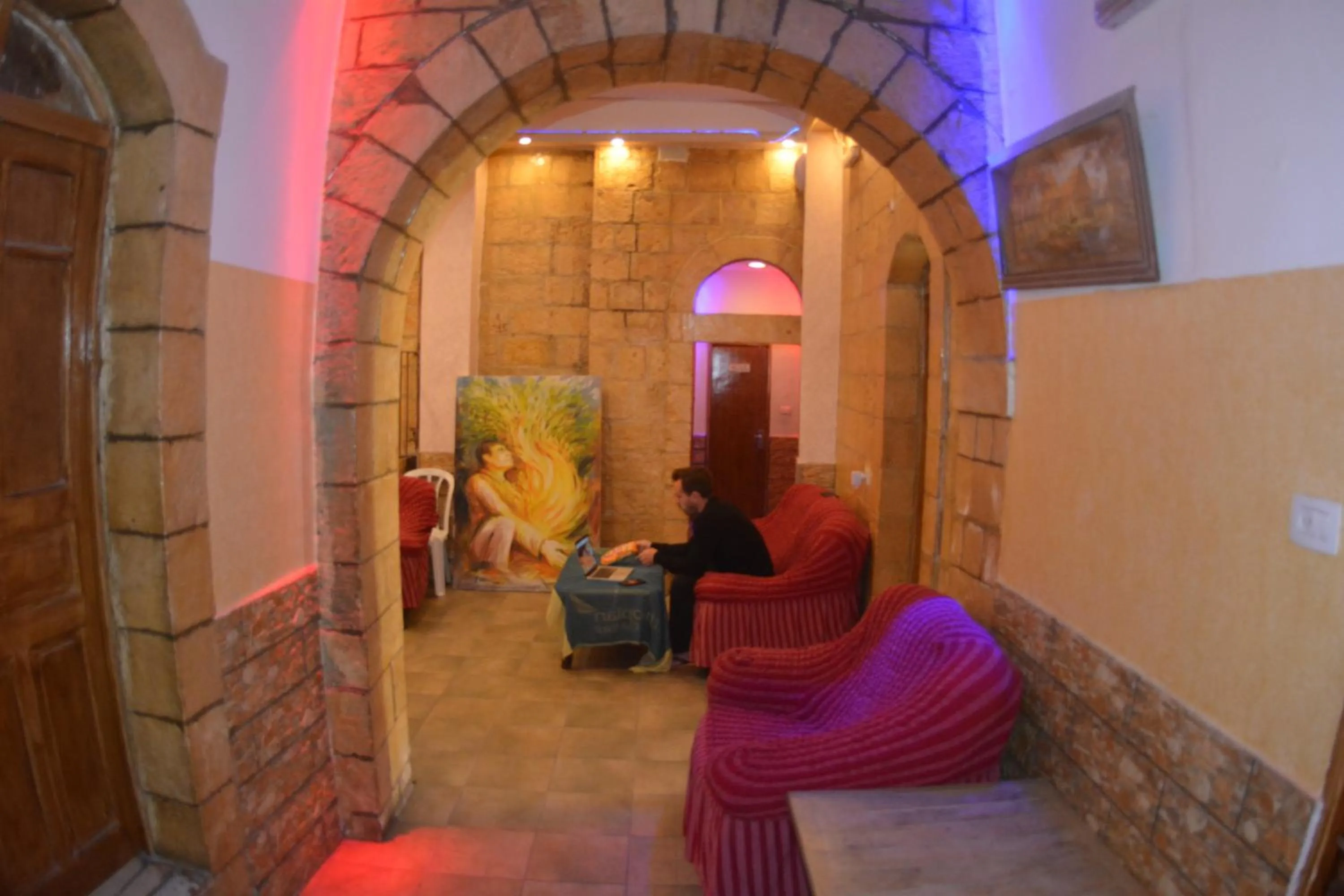 Seating area in Palm Hostel