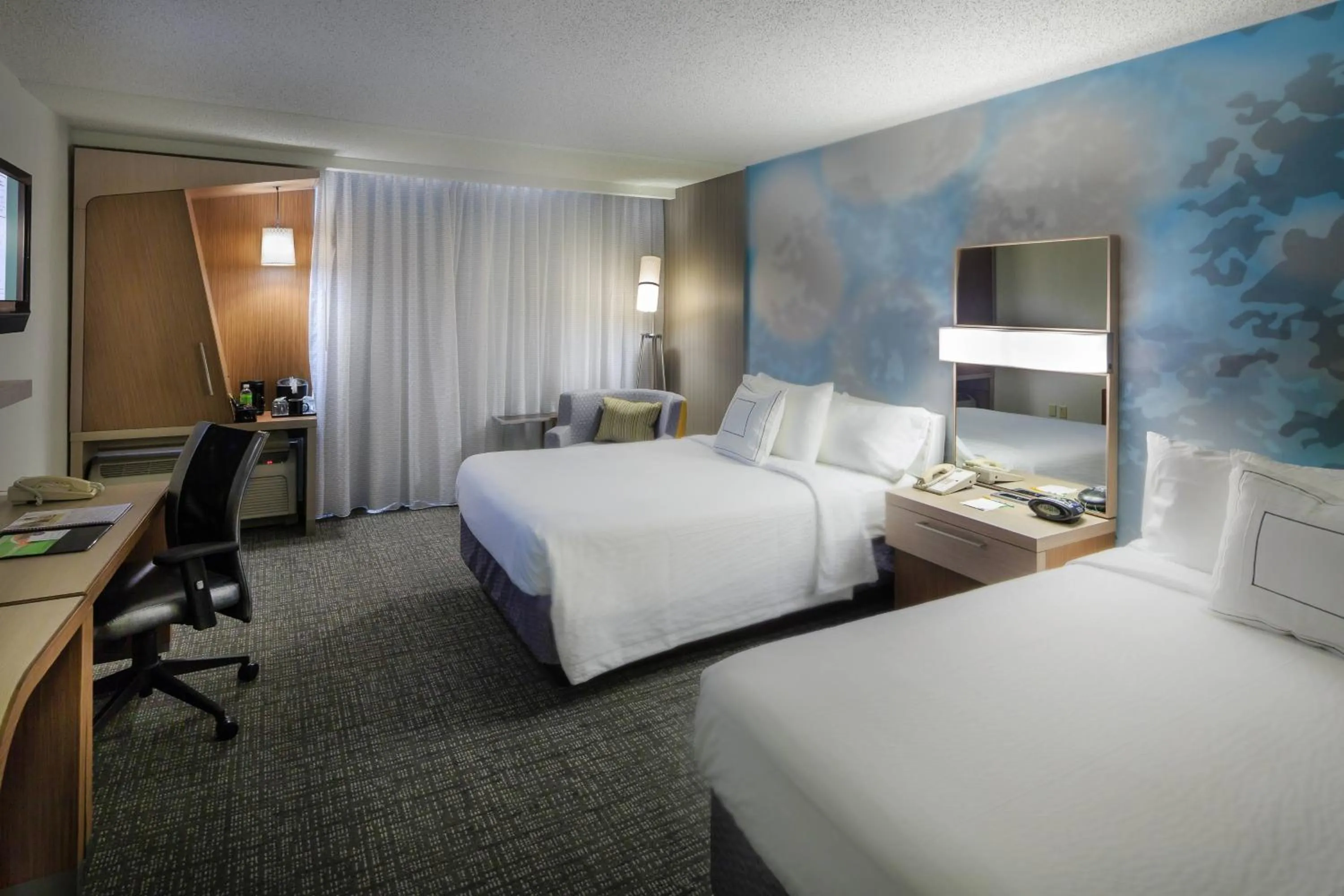 Double Room with Two Double Beds and Adapted Tub - Mobility and Hearing Accessible in Courtyard by Marriott Dallas DFW Airport North/Irving