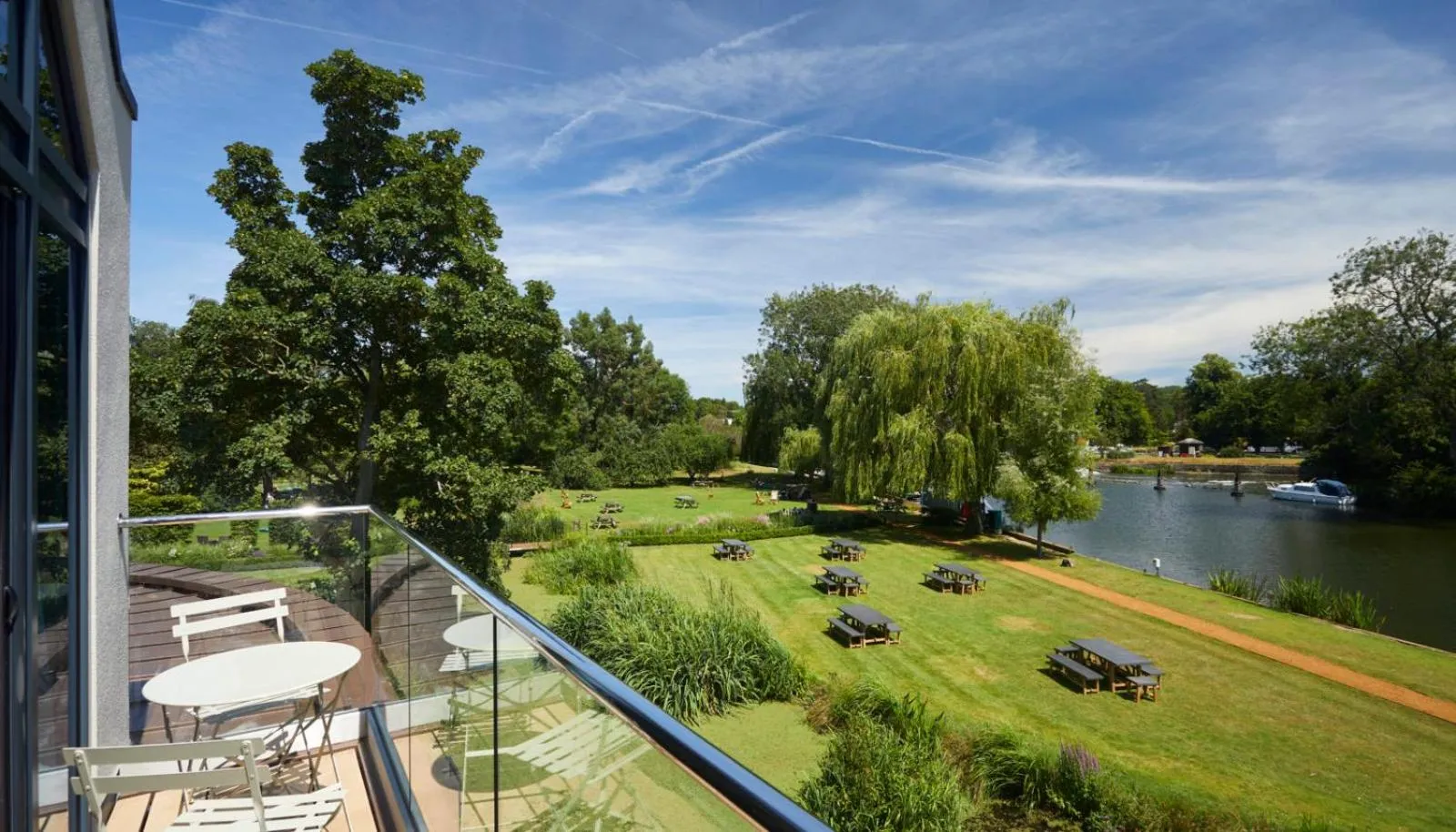 Garden view in The Swan, Streatley, Berkshire