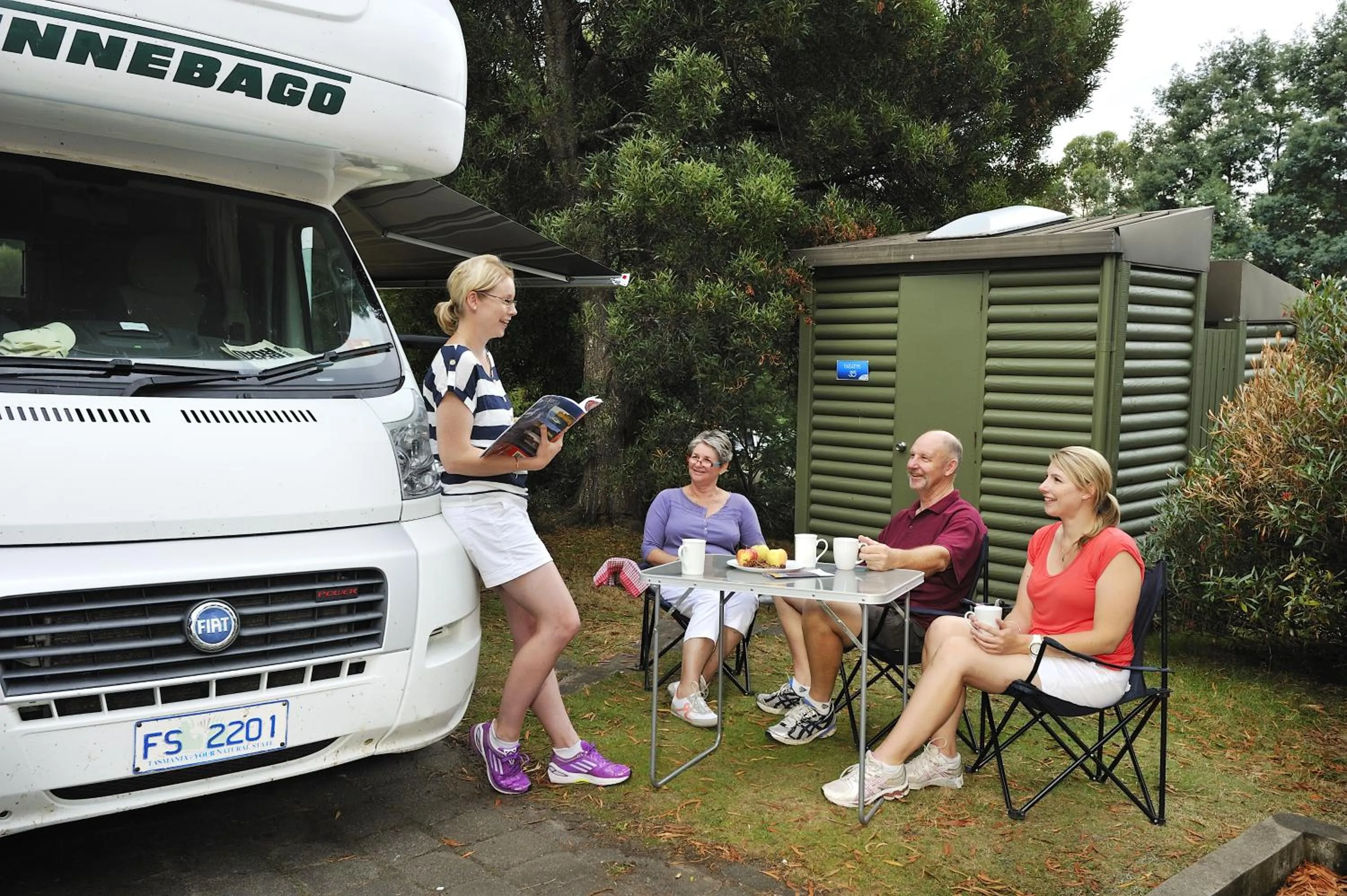 group of guests in NRMA Port Arthur Holiday Park