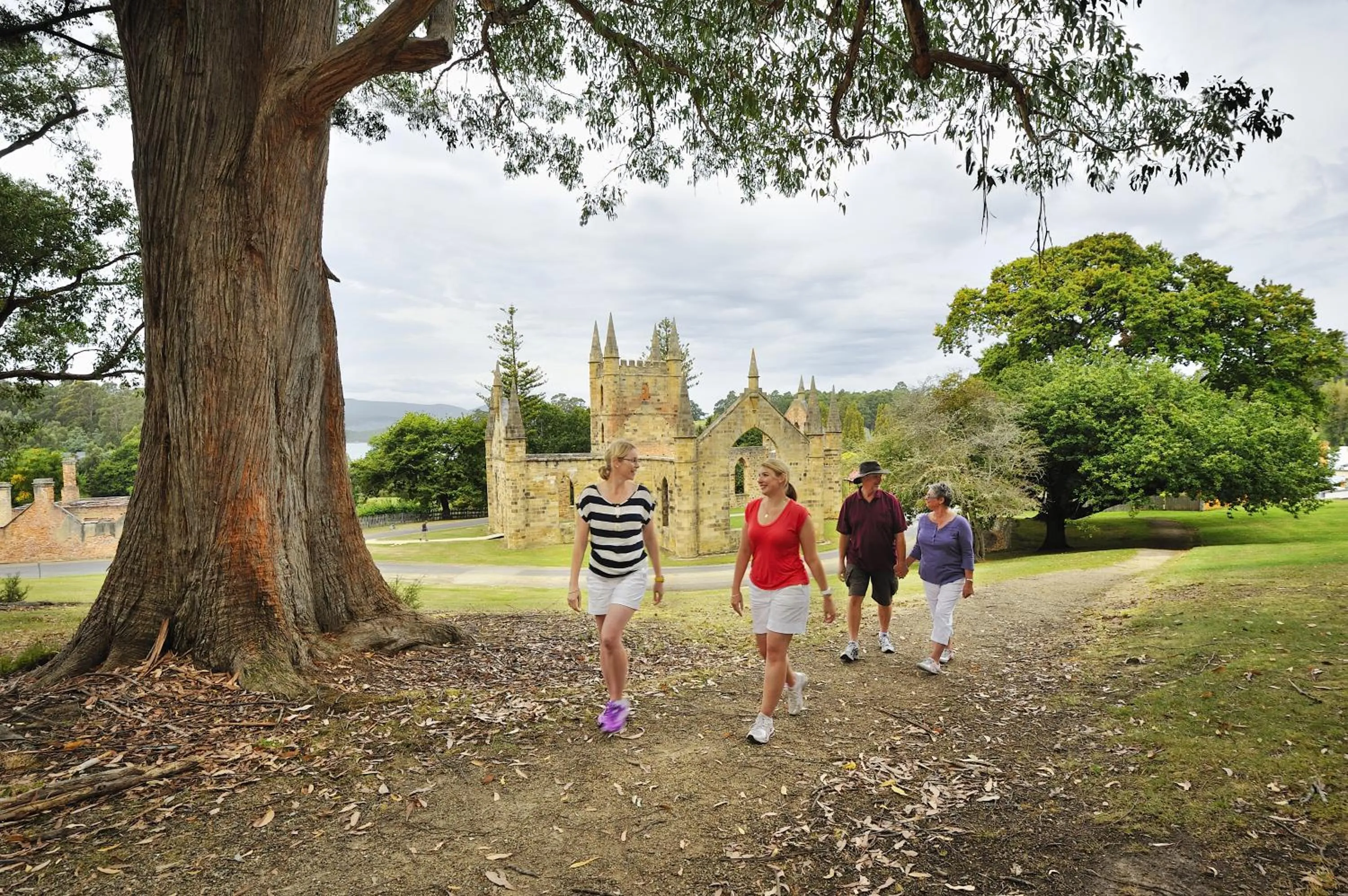 group of guests in NRMA Port Arthur Holiday Park
