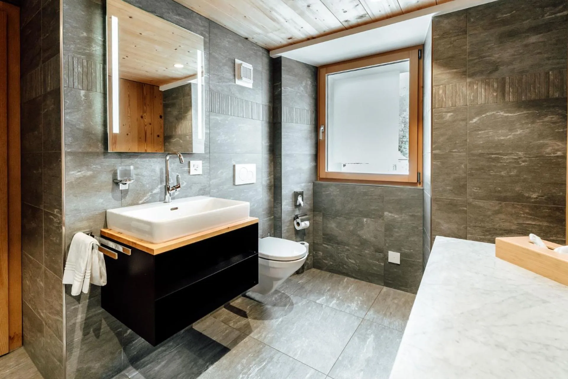 Bathroom, Bed in Hotel Furka