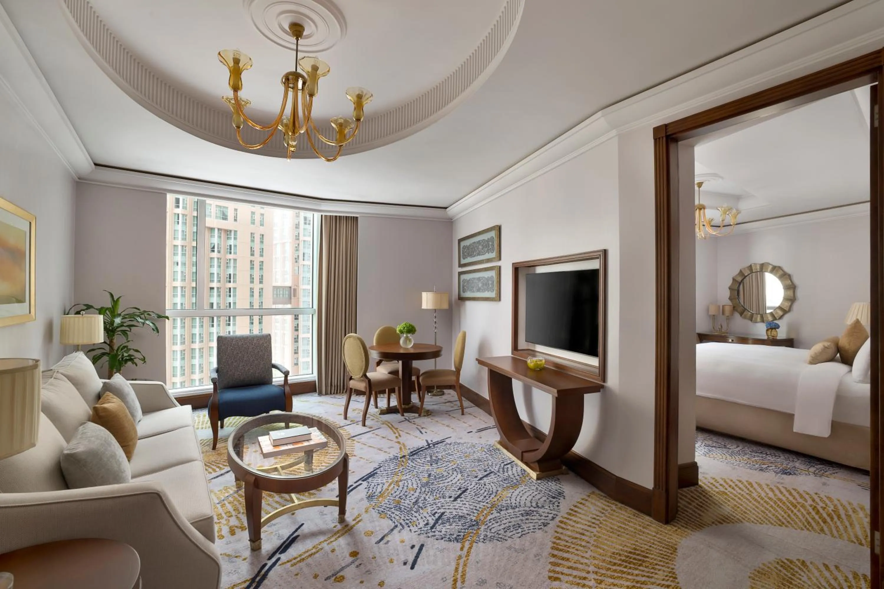 Living room, Bed in Raffles Makkah Palace