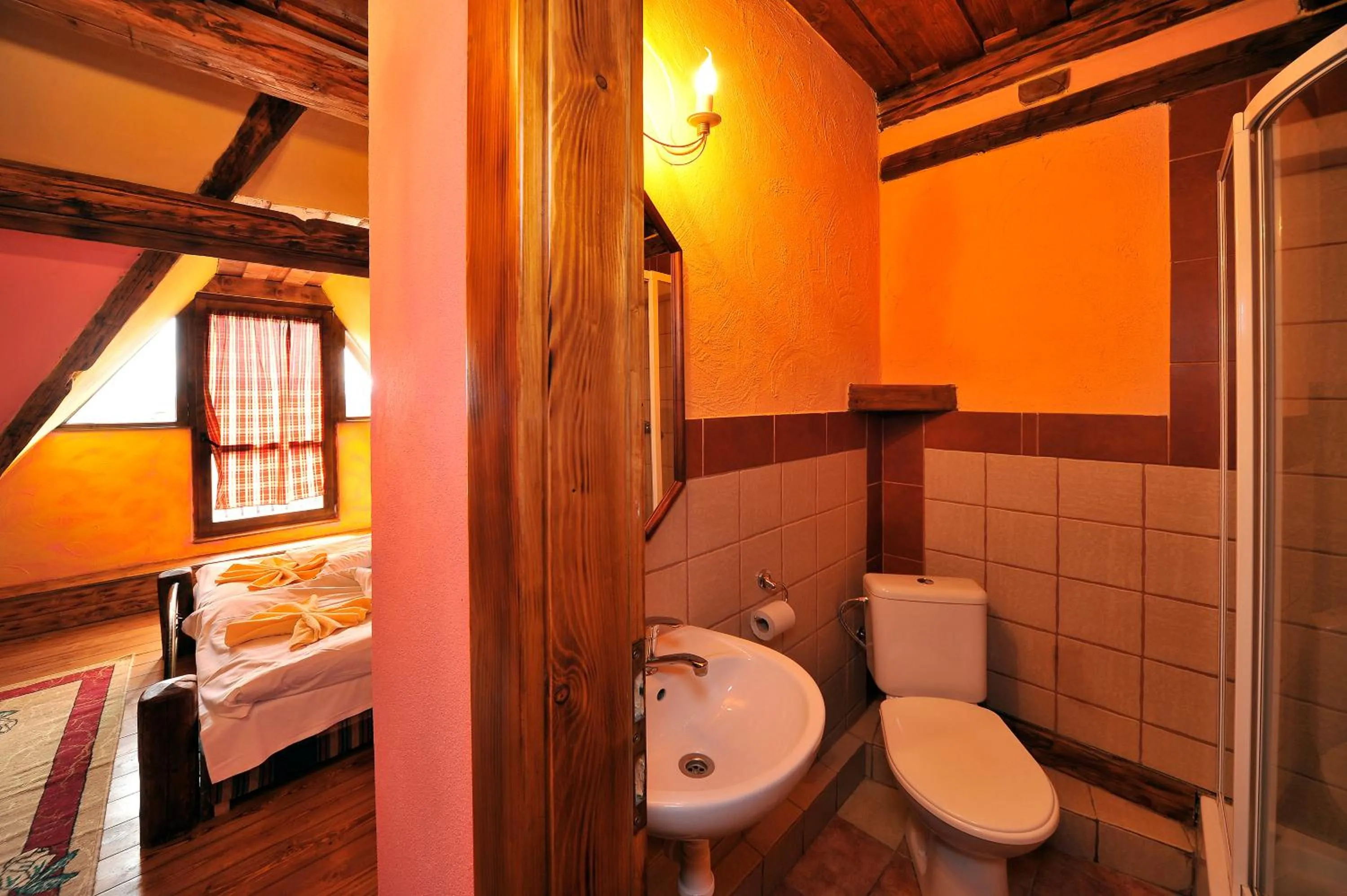 Shower, Bed in Apartmány Village