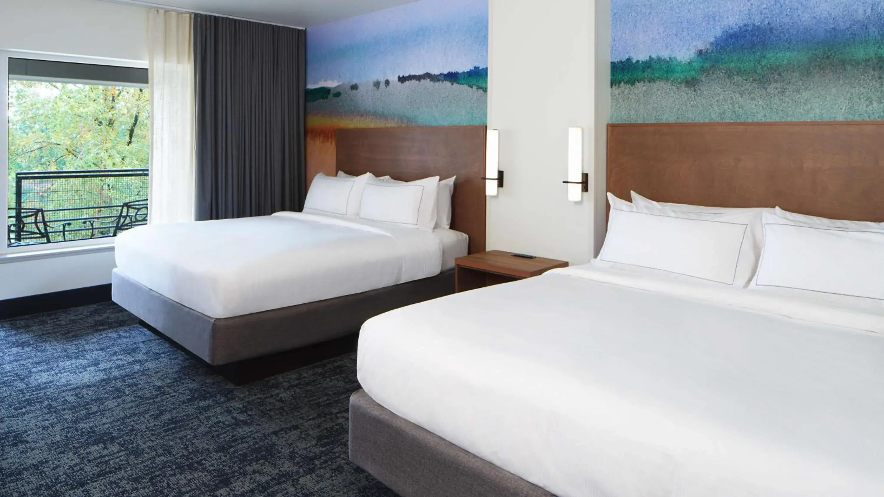 King Room with Two King Beds and Balcony - River View in River's Edge Hotel Portland, Tapestry Collection by Hilton King Room with Two King Beds and Balcony - River View in River's Edge Hotel Portland, Tapestry Collection by Hilton