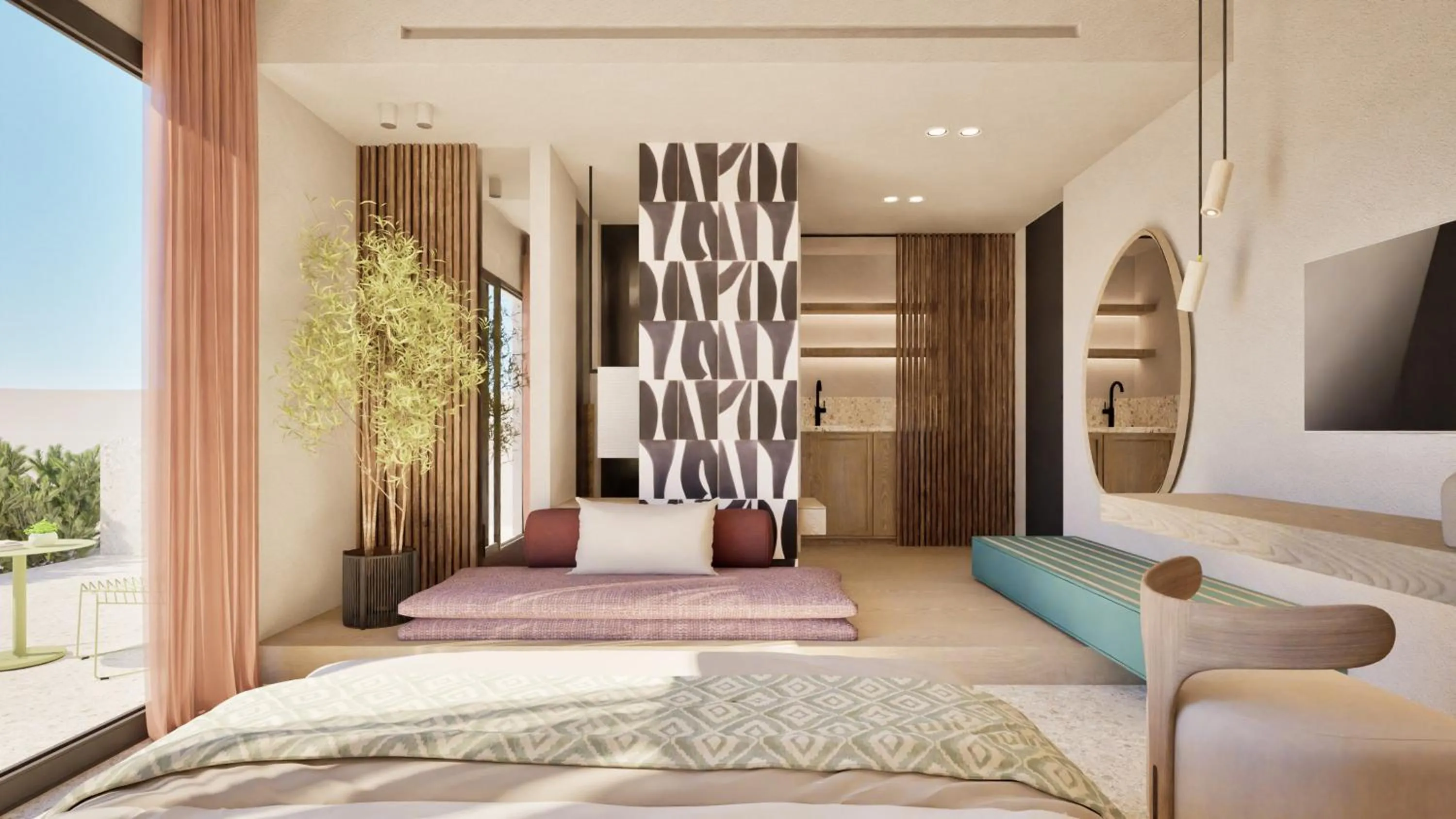 Living room, Bed in Pefkos Beach Studios & Apartments