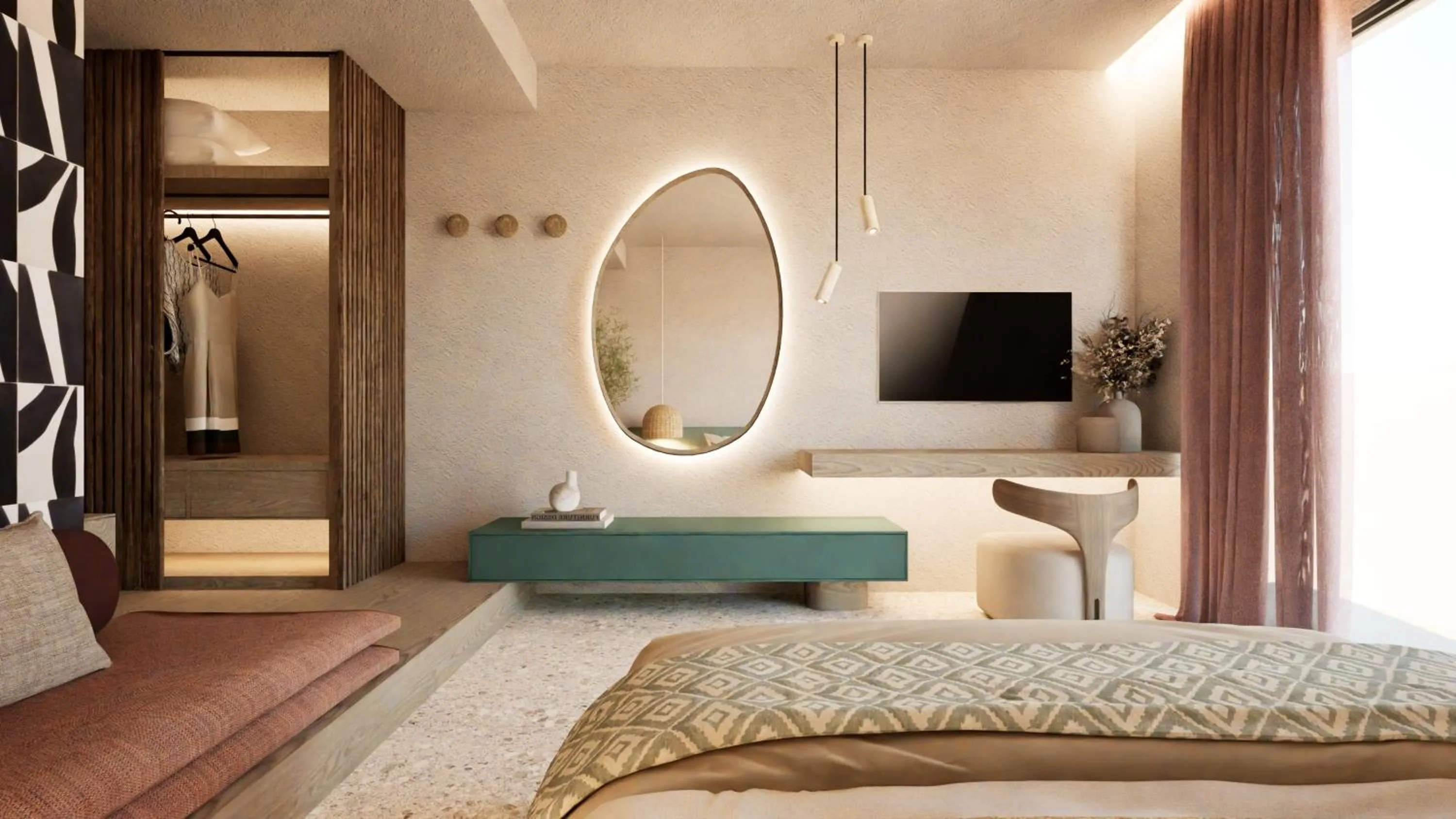 Living room, Bed in Pefkos Beach Studios & Apartments