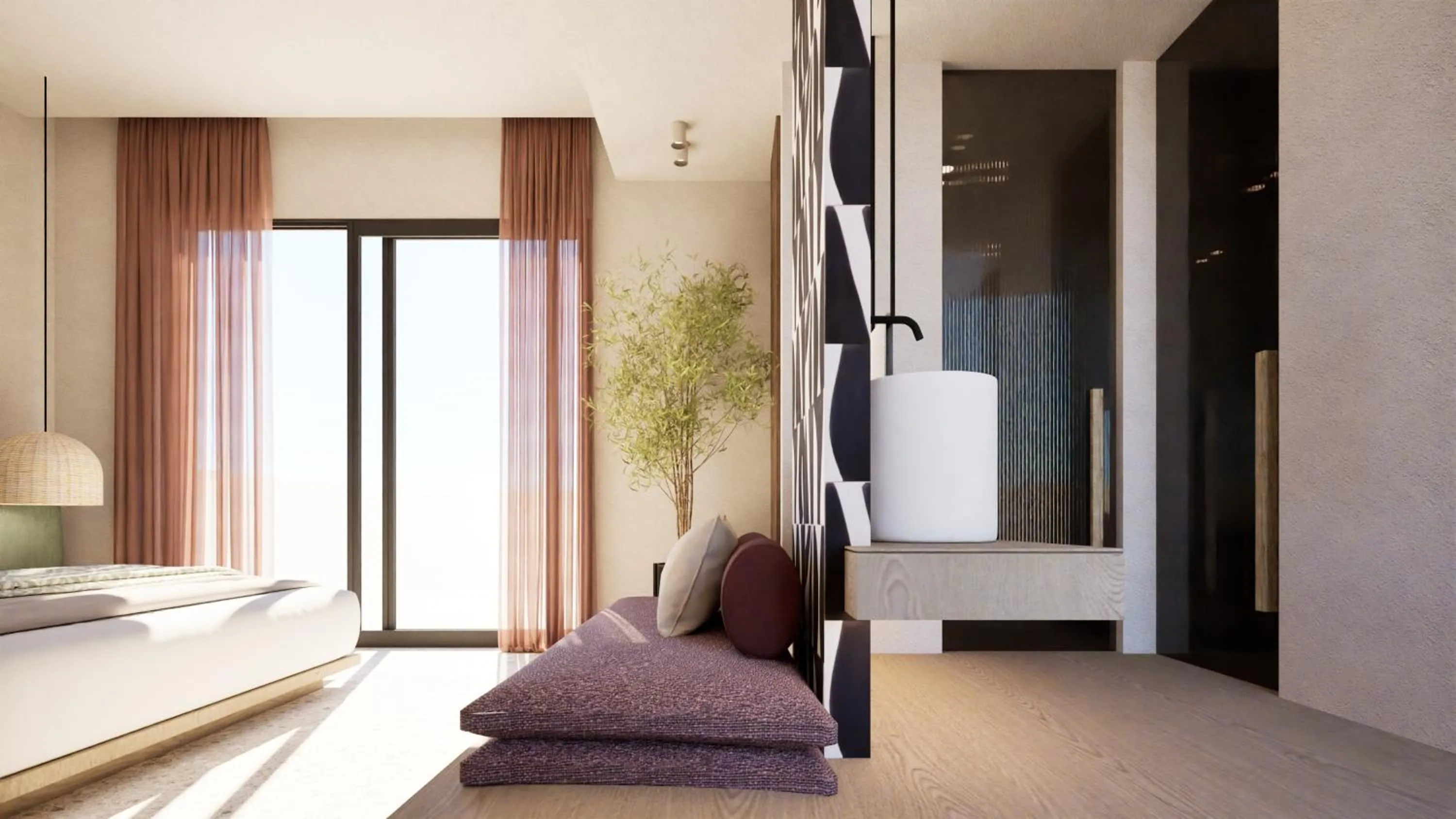 Bathroom, Bed in Pefkos Beach Studios & Apartments