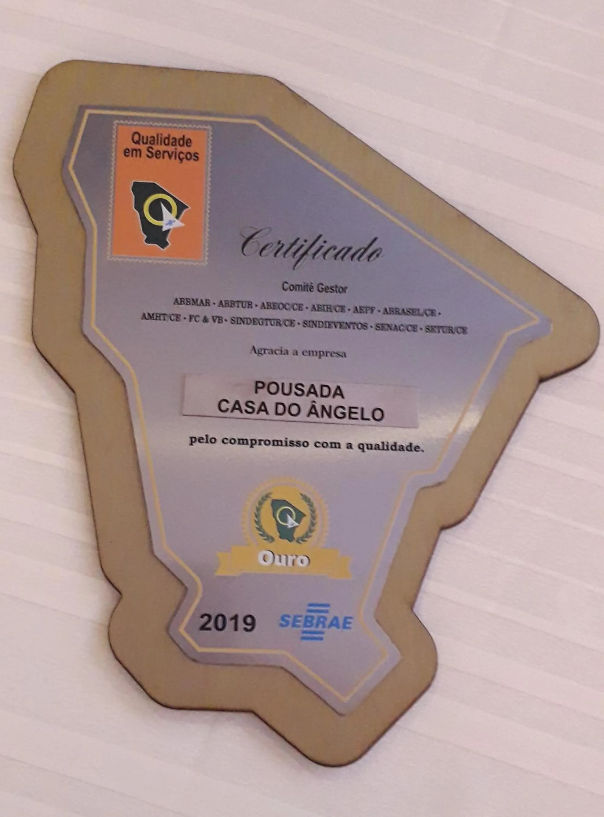 Certificate/Award in Pousada Casa Do Angelo