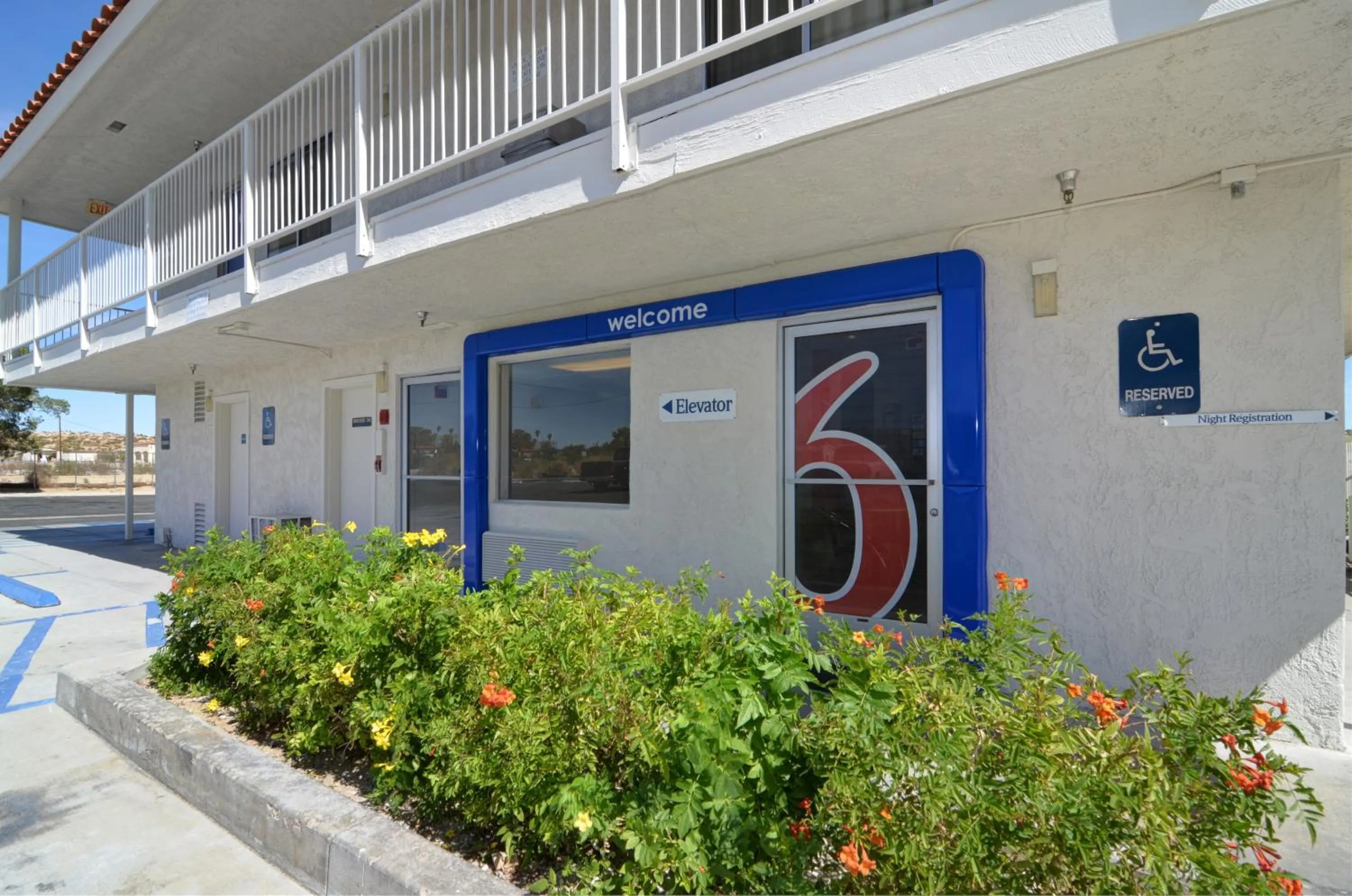 Facade/entrance in Motel 6-Twentynine Palms, CA