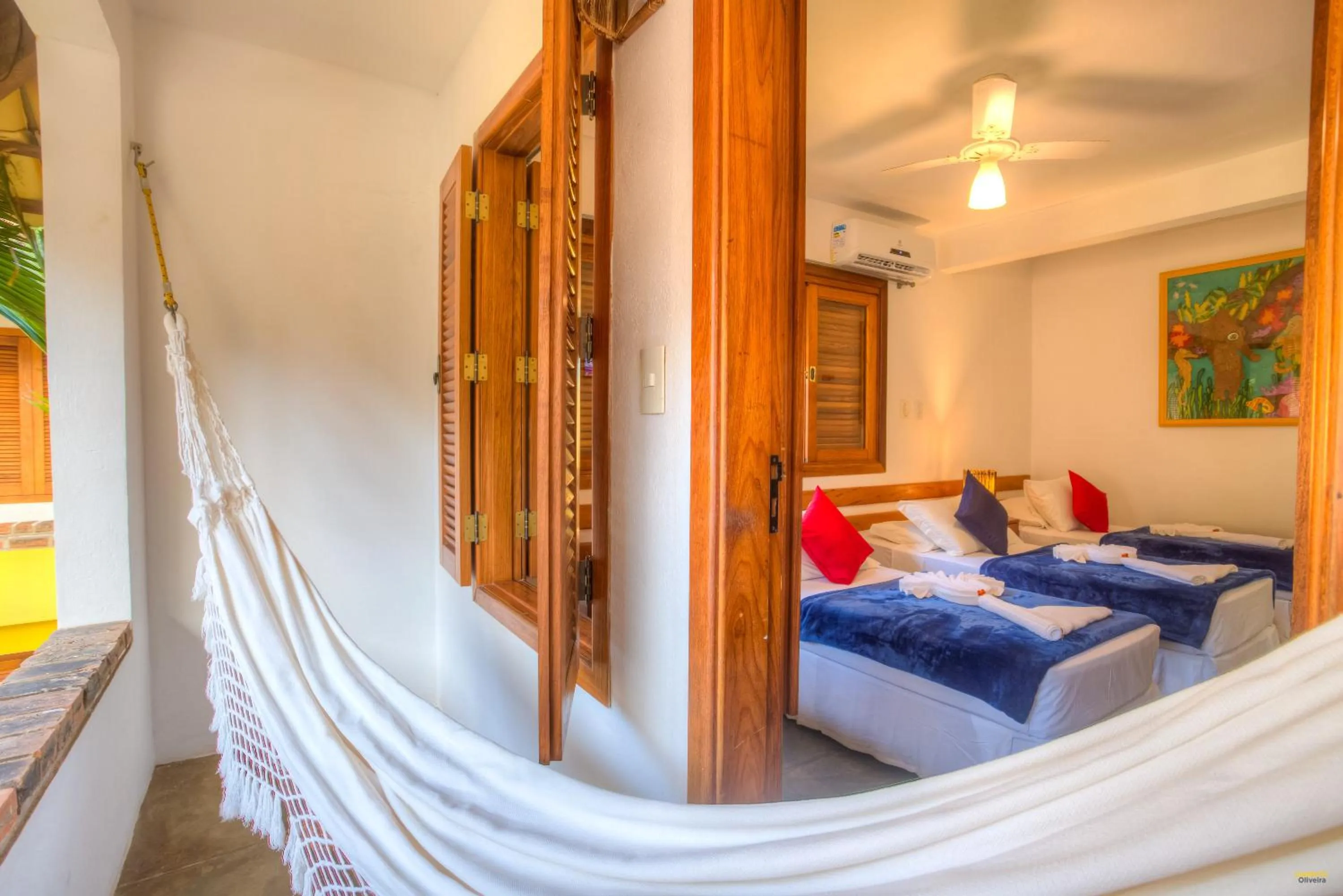 Balcony/Terrace, Bed in Pousada Maria Farinha